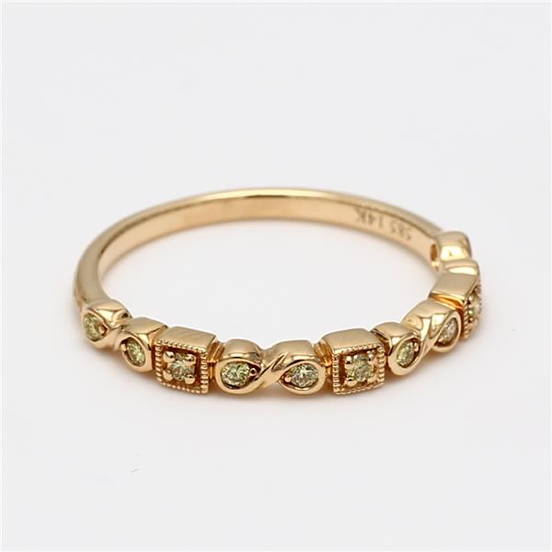Natural Yellow Round Diamond .10 Carat TW Yellow Gold Wedding Band