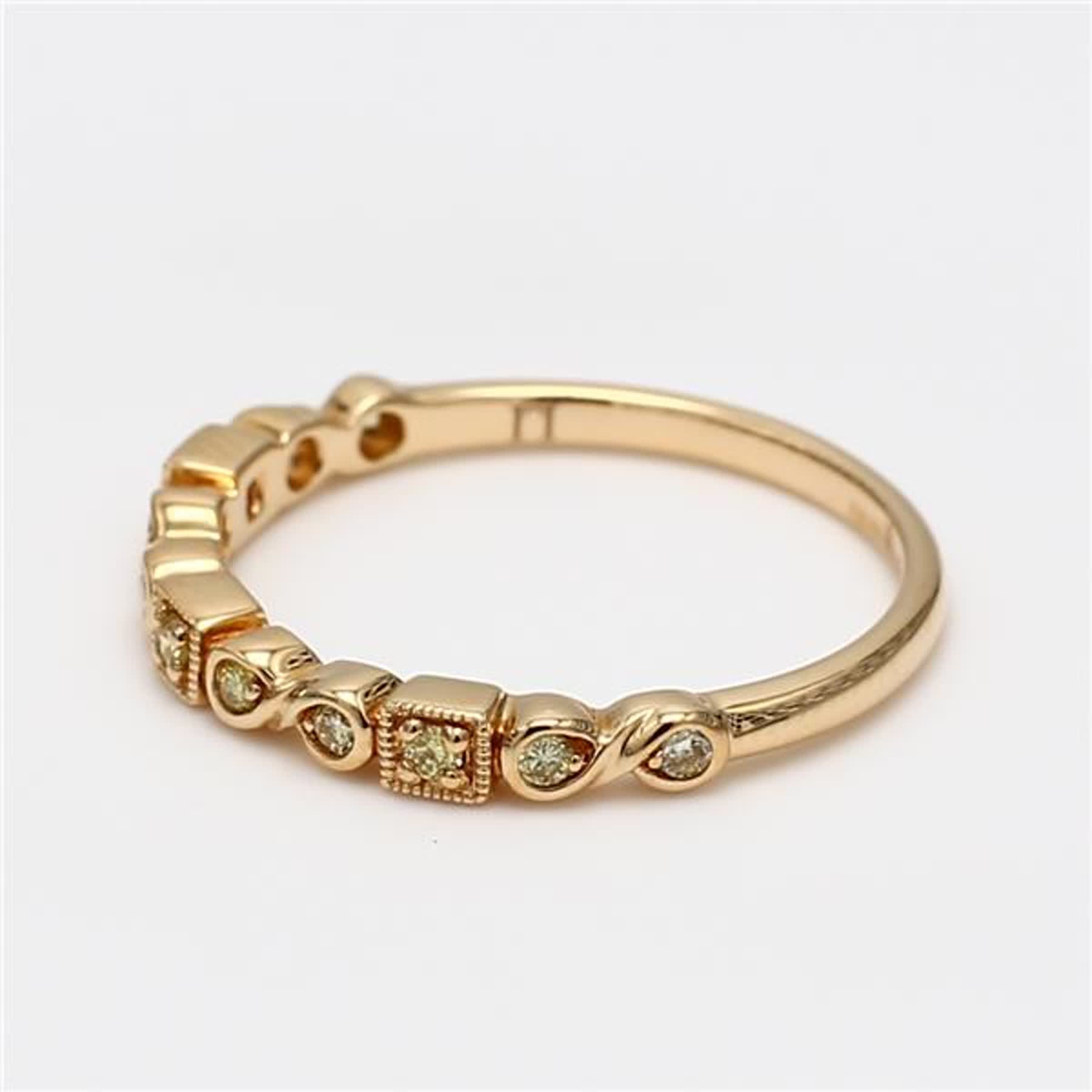 Natural Yellow Round Diamond .10 Carat TW Yellow Gold Wedding Band