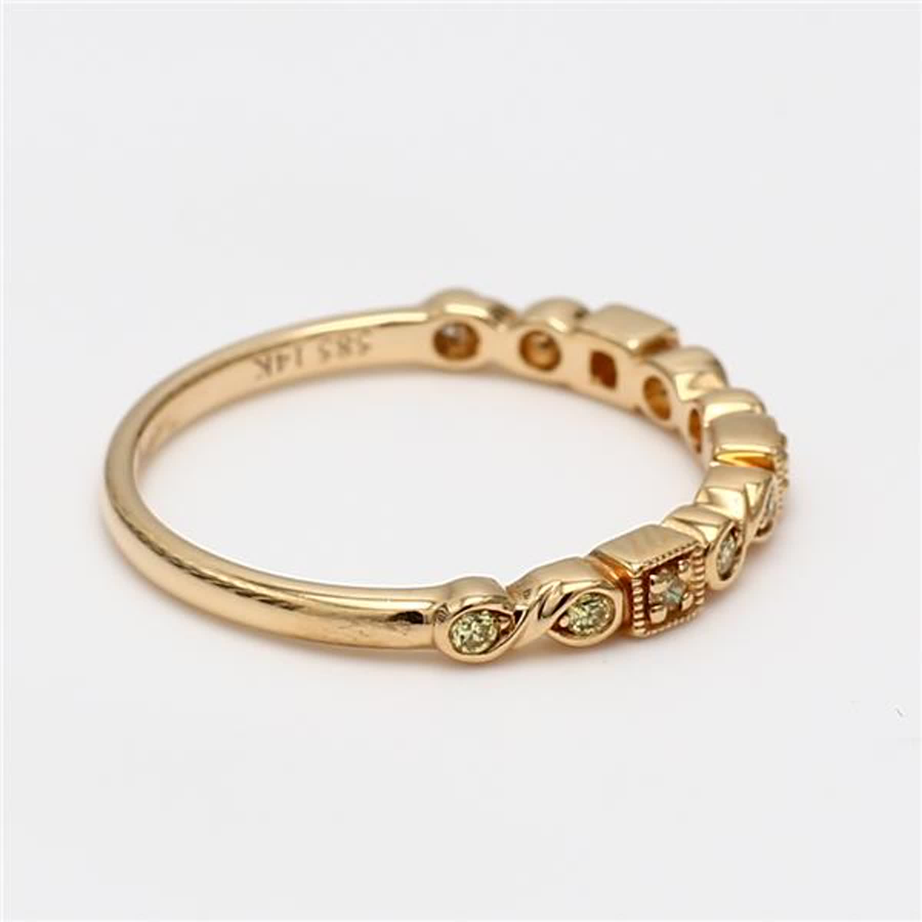 Natural Yellow Round Diamond .10 Carat TW Yellow Gold Wedding Band