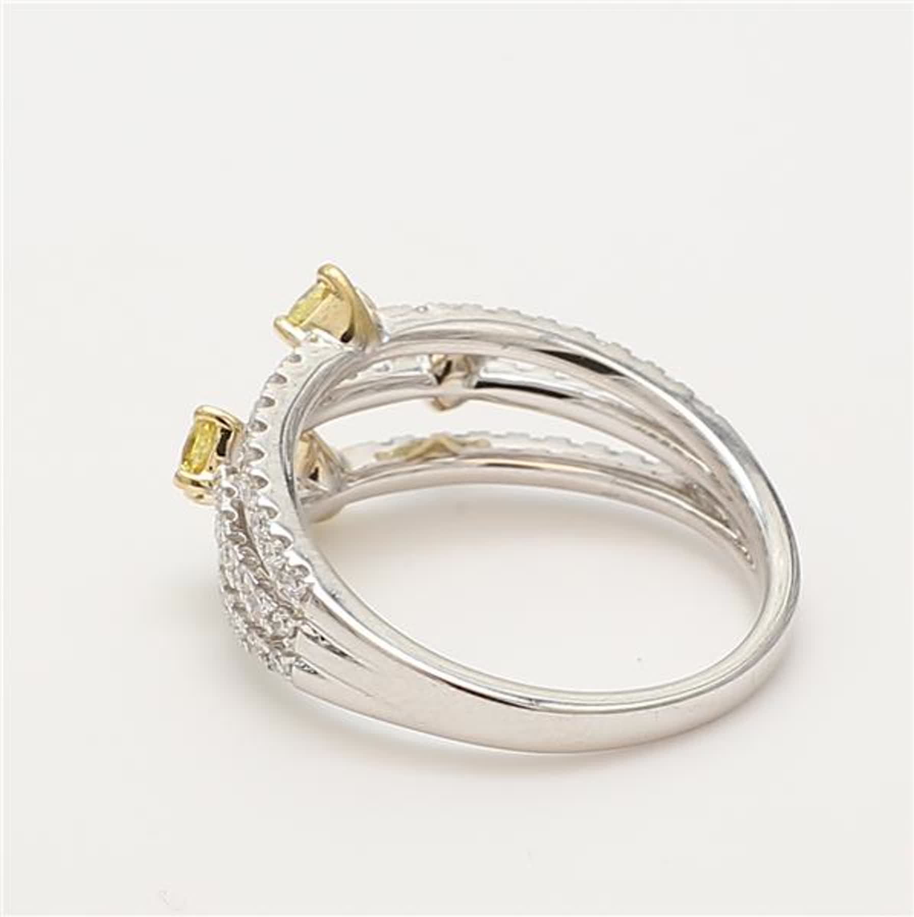 Natural Yellow Radiant and White Diamond .61 Carat TW Gold Wedding Band