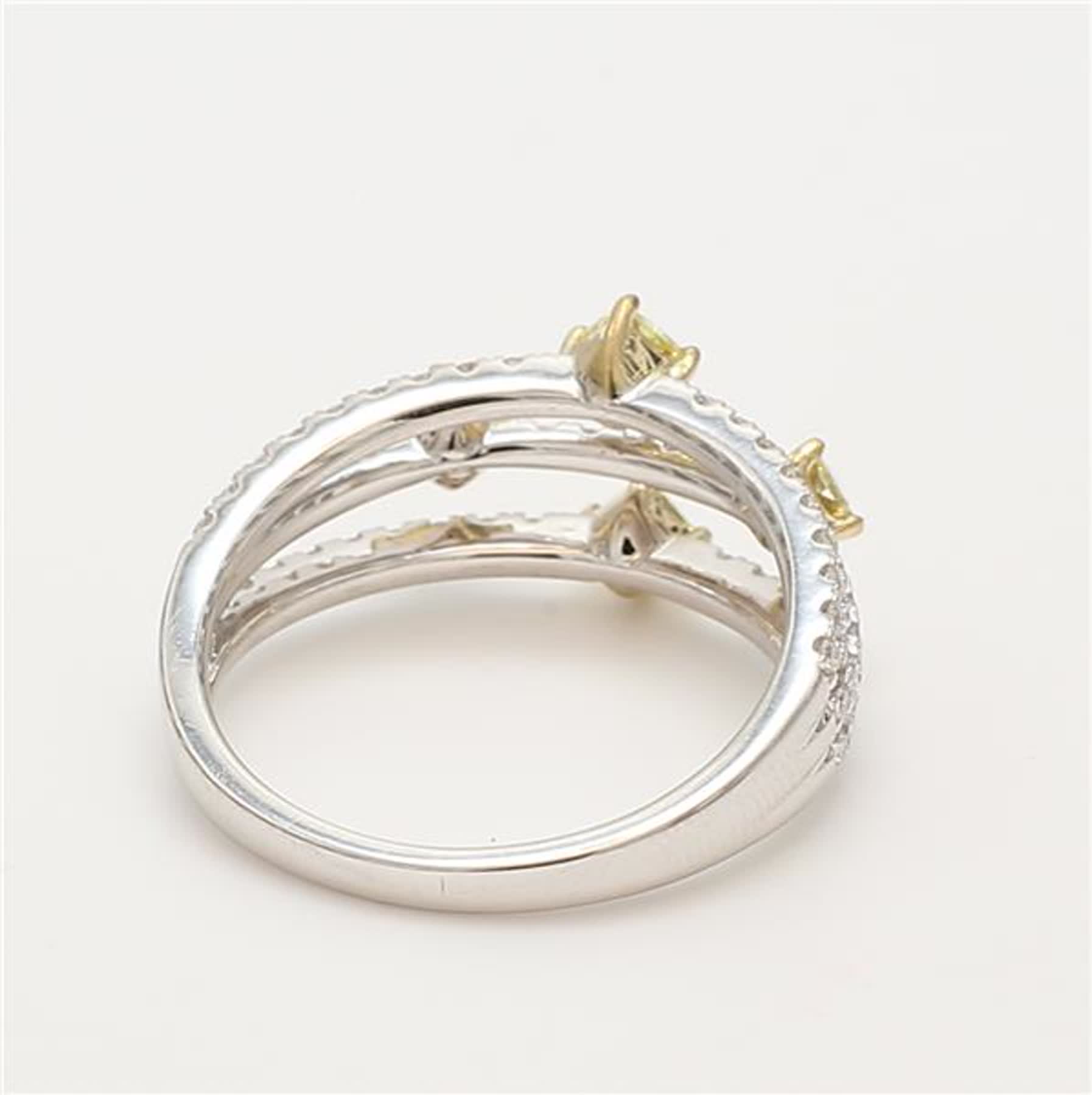 Natural Yellow Radiant and White Diamond .61 Carat TW Gold Wedding Band