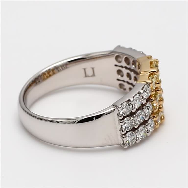 Natural Yellow Radiant and White Diamond 1.57 Carat TW Gold Wedding Band