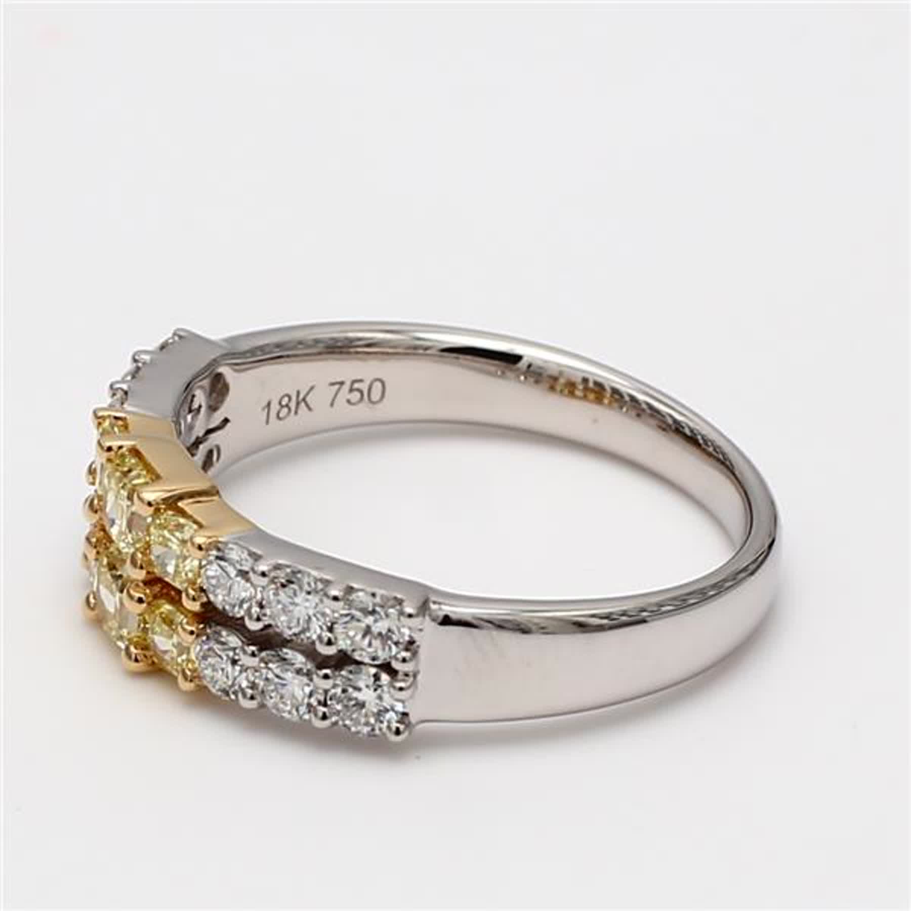 Natural Yellow Radiant and White Diamond 1.06 Carat TW Gold Wedding Band