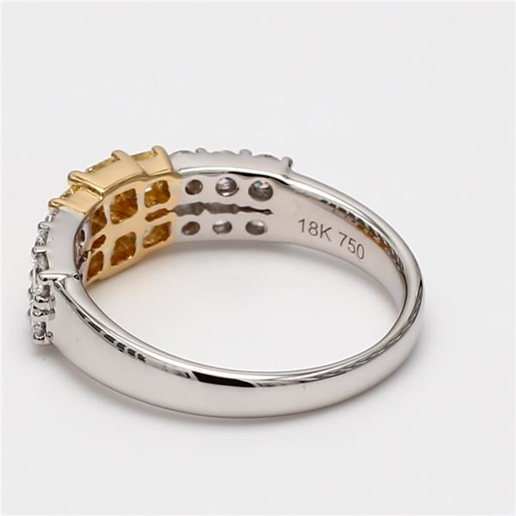 Natural Yellow Radiant and White Diamond 1.06 Carat TW Gold Wedding Band