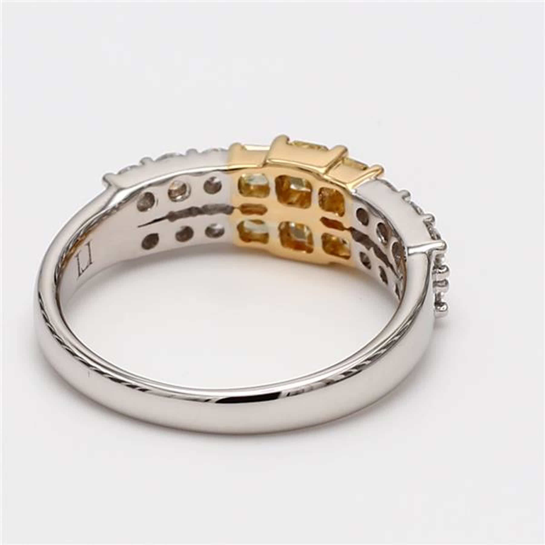 Natural Yellow Radiant and White Diamond 1.06 Carat TW Gold Wedding Band