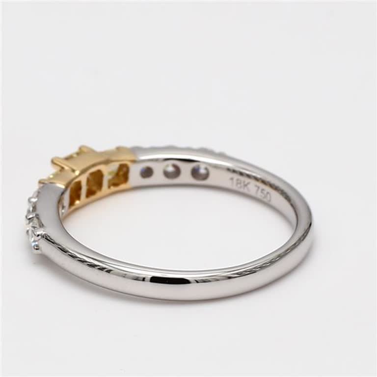 Natural Yellow Radiant and White Diamond .62 Carat TW Gold Wedding Band