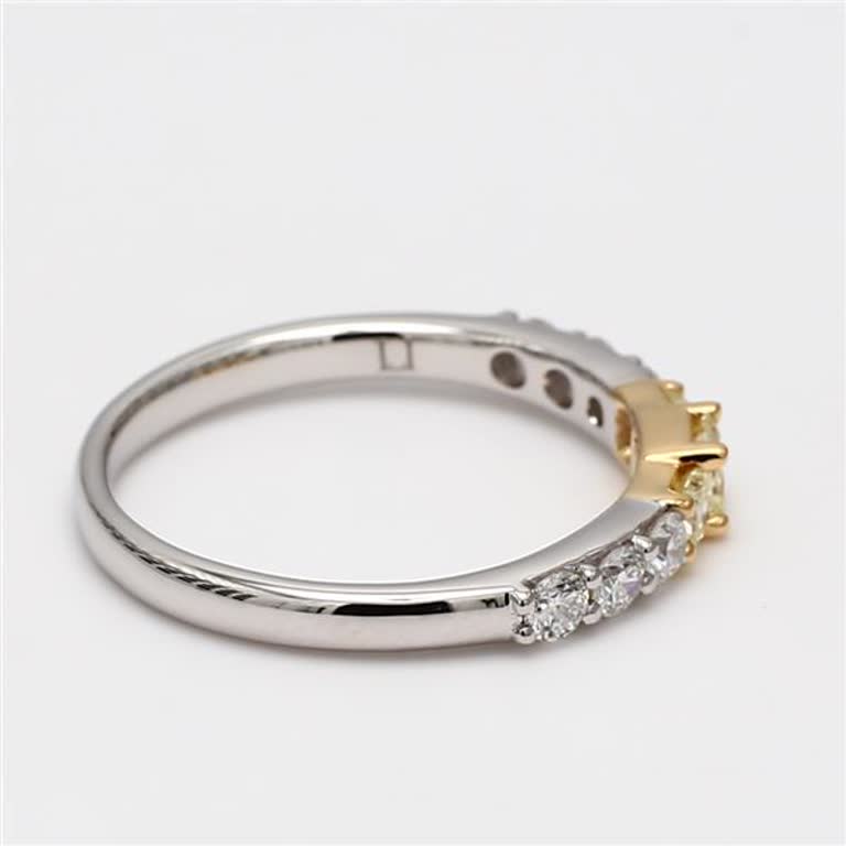 Natural Yellow Radiant and White Diamond .62 Carat TW Gold Wedding Band