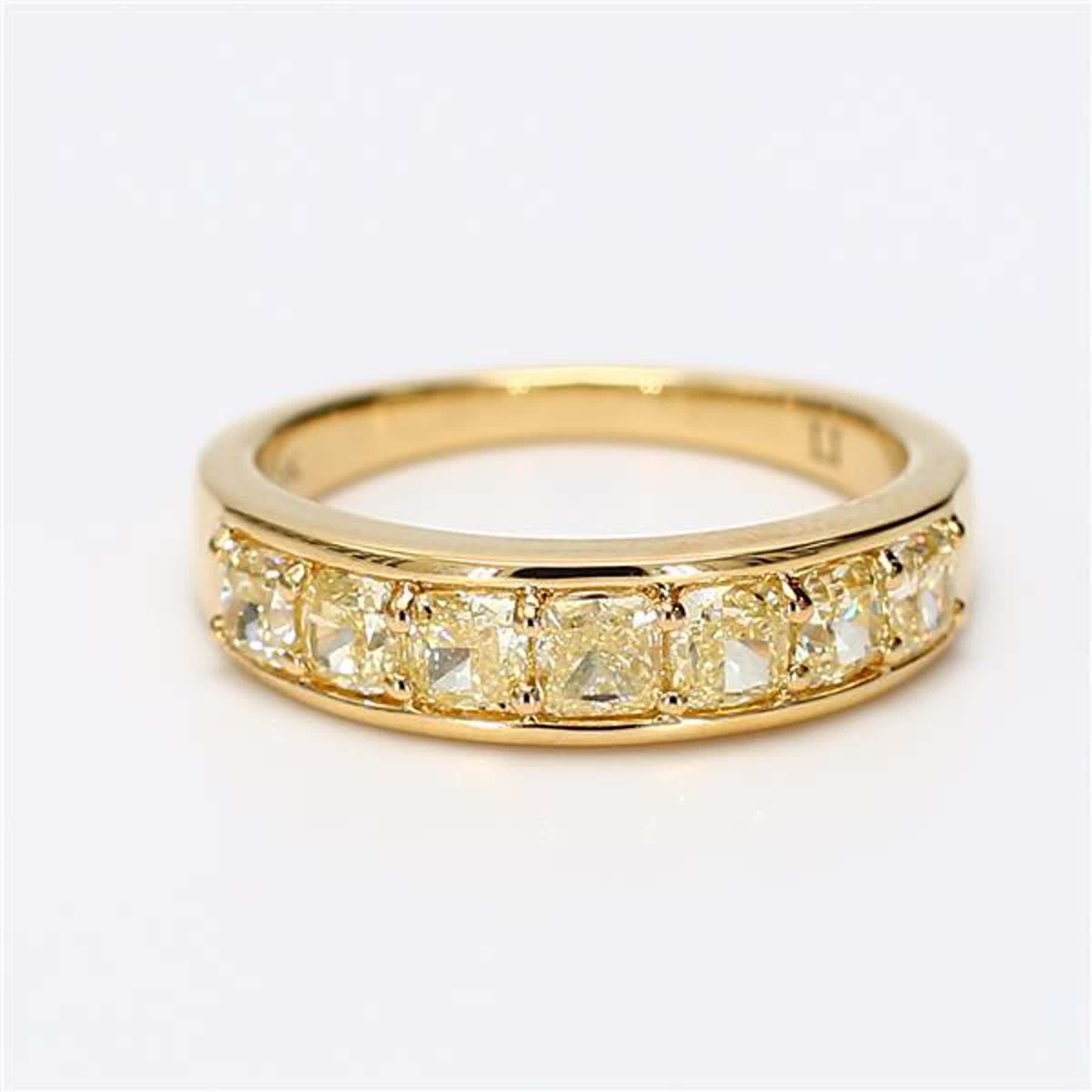 Natural Yellow Cushion Diamond 1.65 Carat TW Yellow Gold Wedding Band