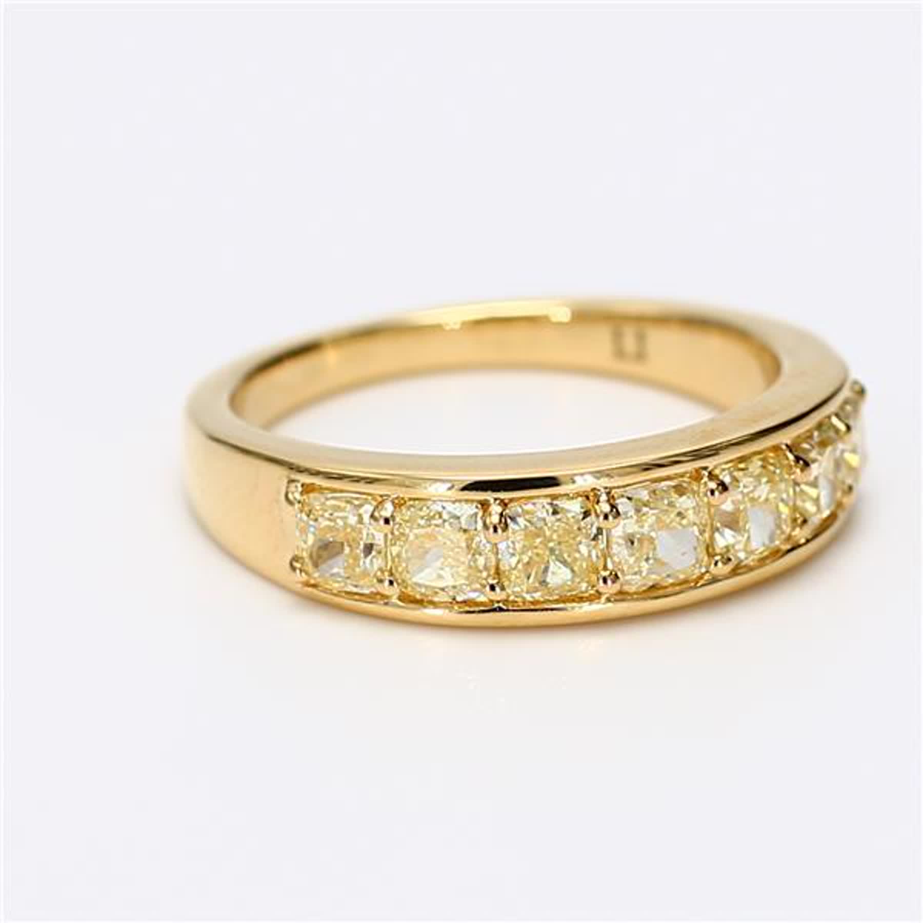 Natural Yellow Cushion Diamond 1.65 Carat TW Yellow Gold Wedding Band