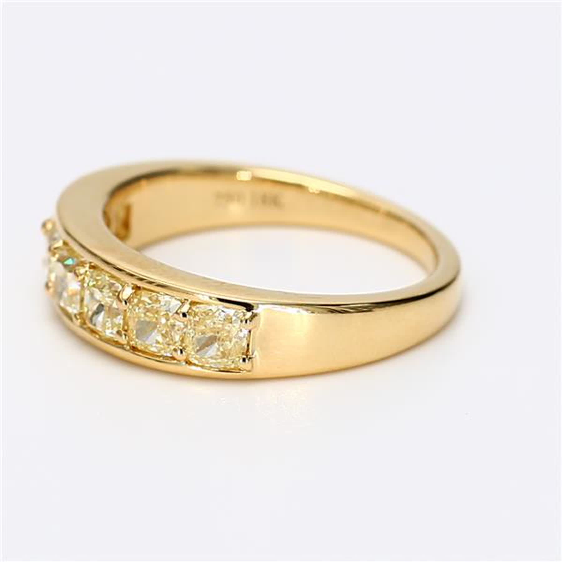 Natural Yellow Cushion Diamond 1.65 Carat TW Yellow Gold Wedding Band