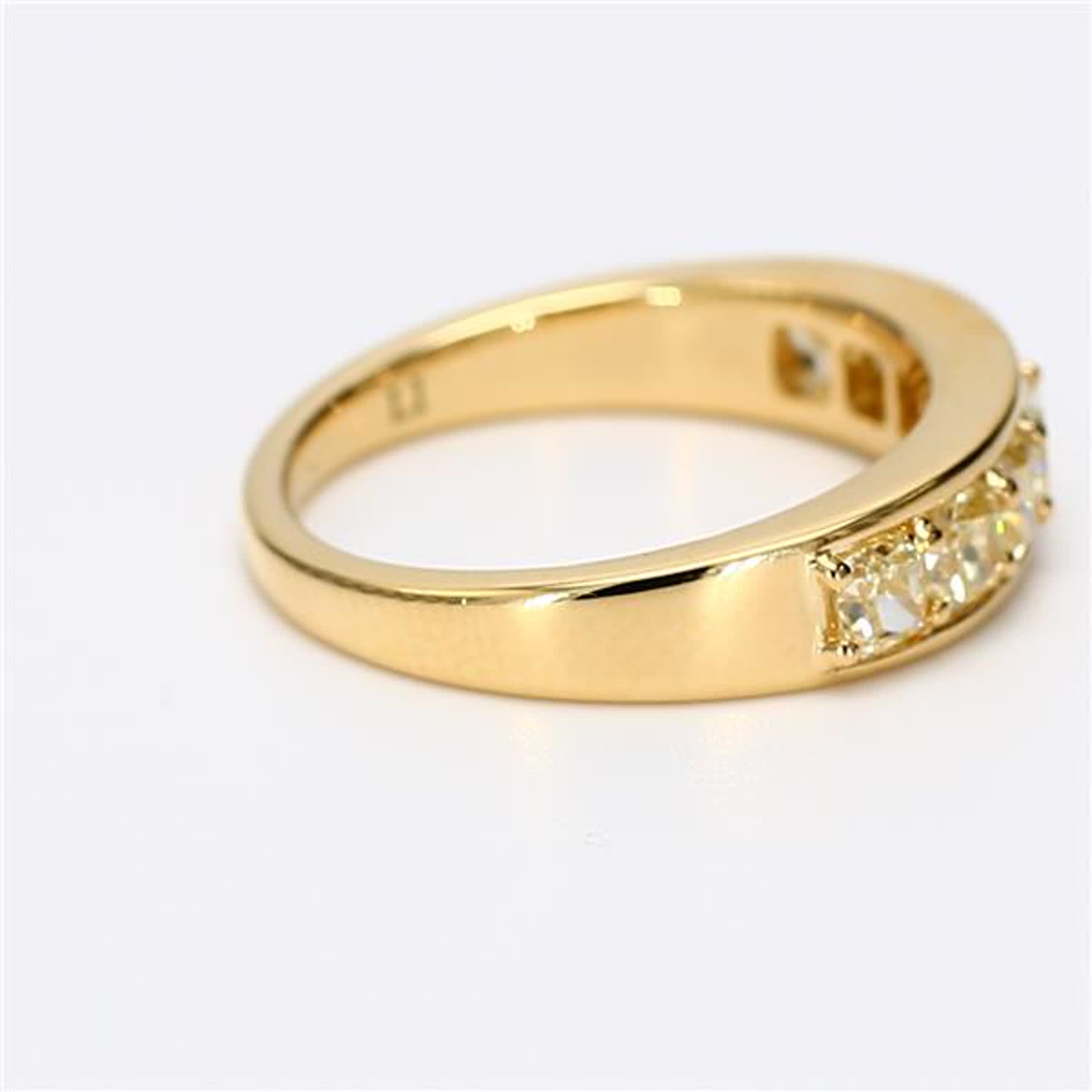 Natural Yellow Cushion Diamond 1.65 Carat TW Yellow Gold Wedding Band