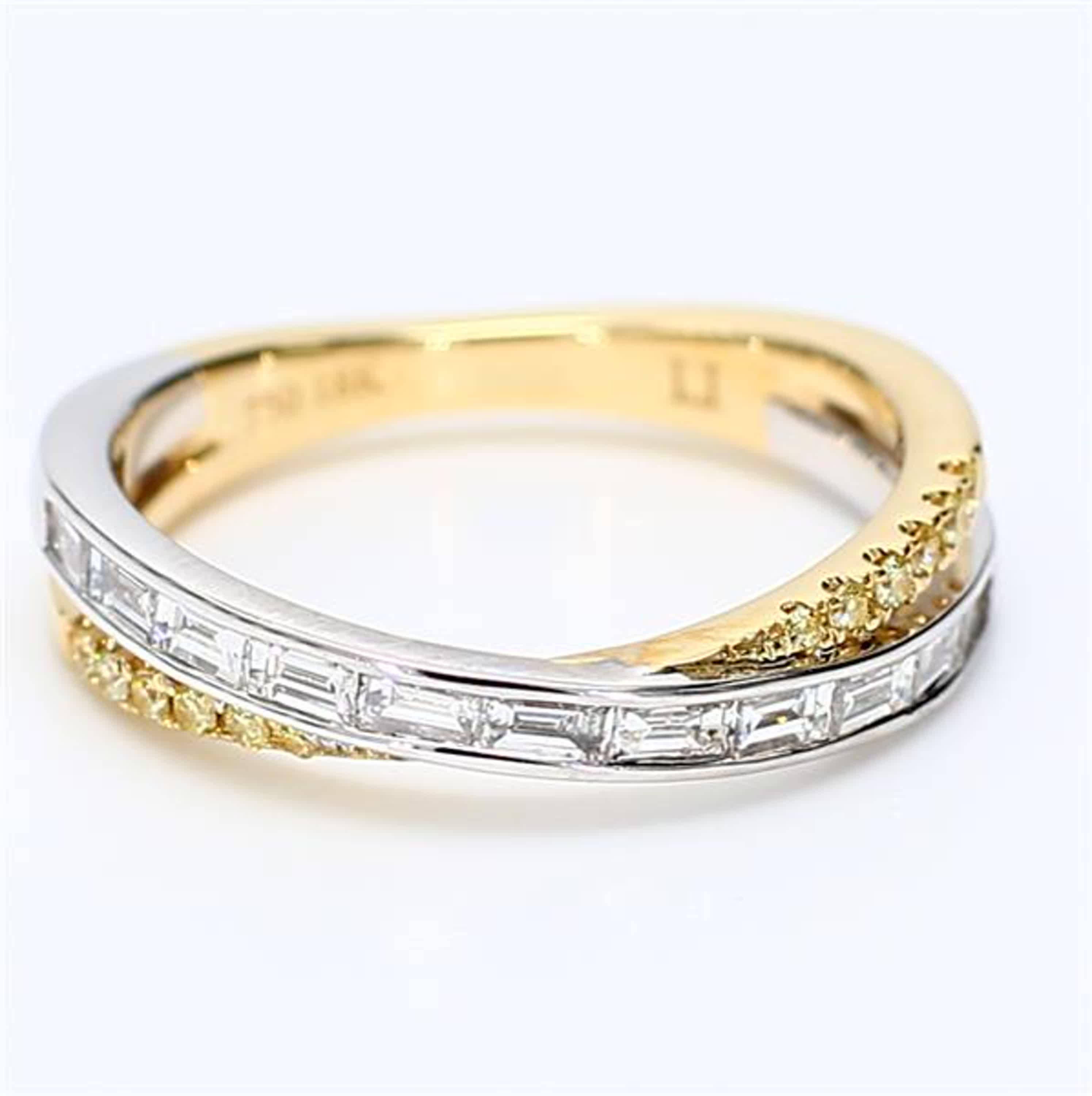 Natural White Baguette and Yellow Diamond .48 Carat TW Gold Wedding Band