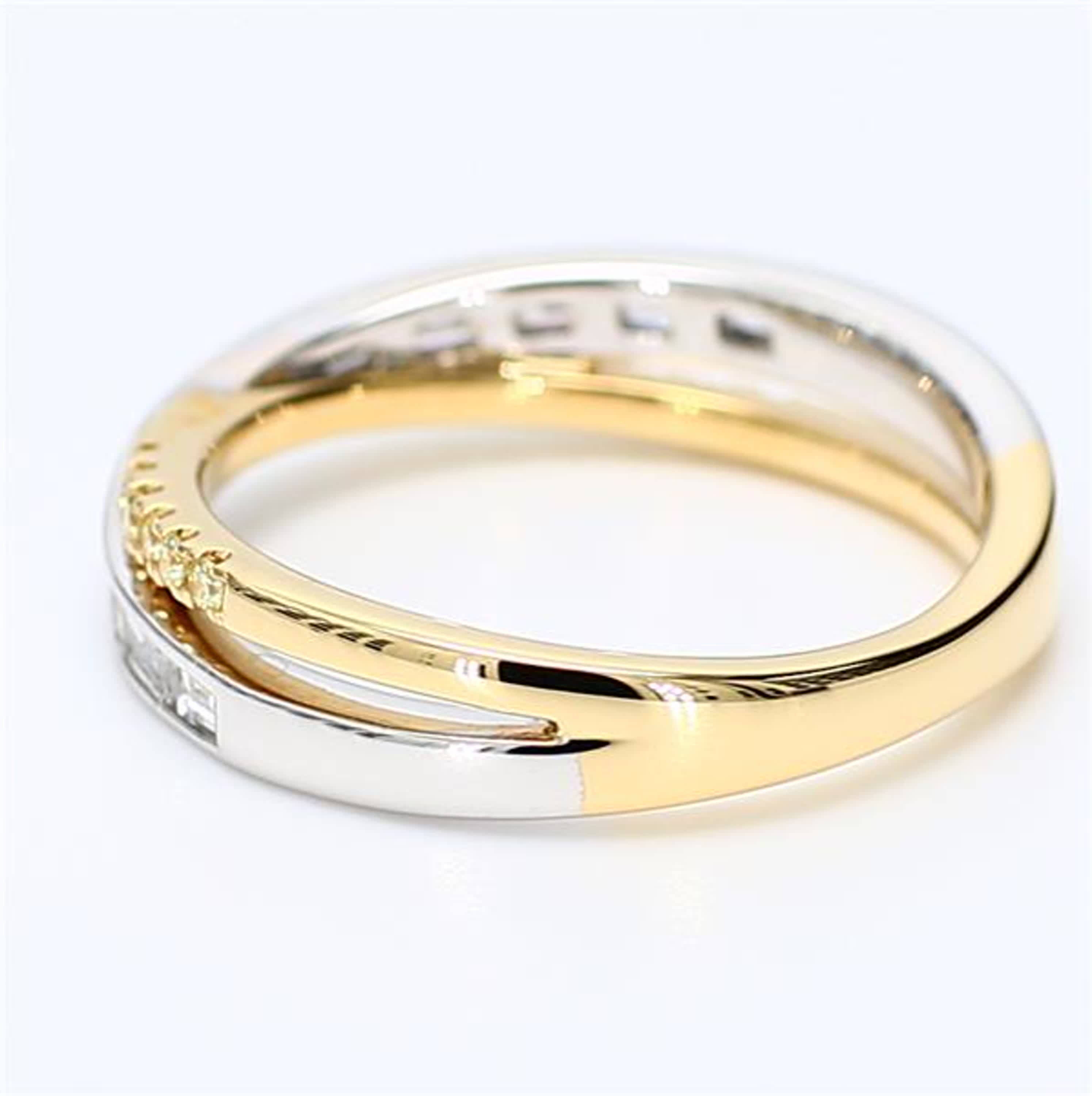 Natural White Baguette and Yellow Diamond .48 Carat TW Gold Wedding Band