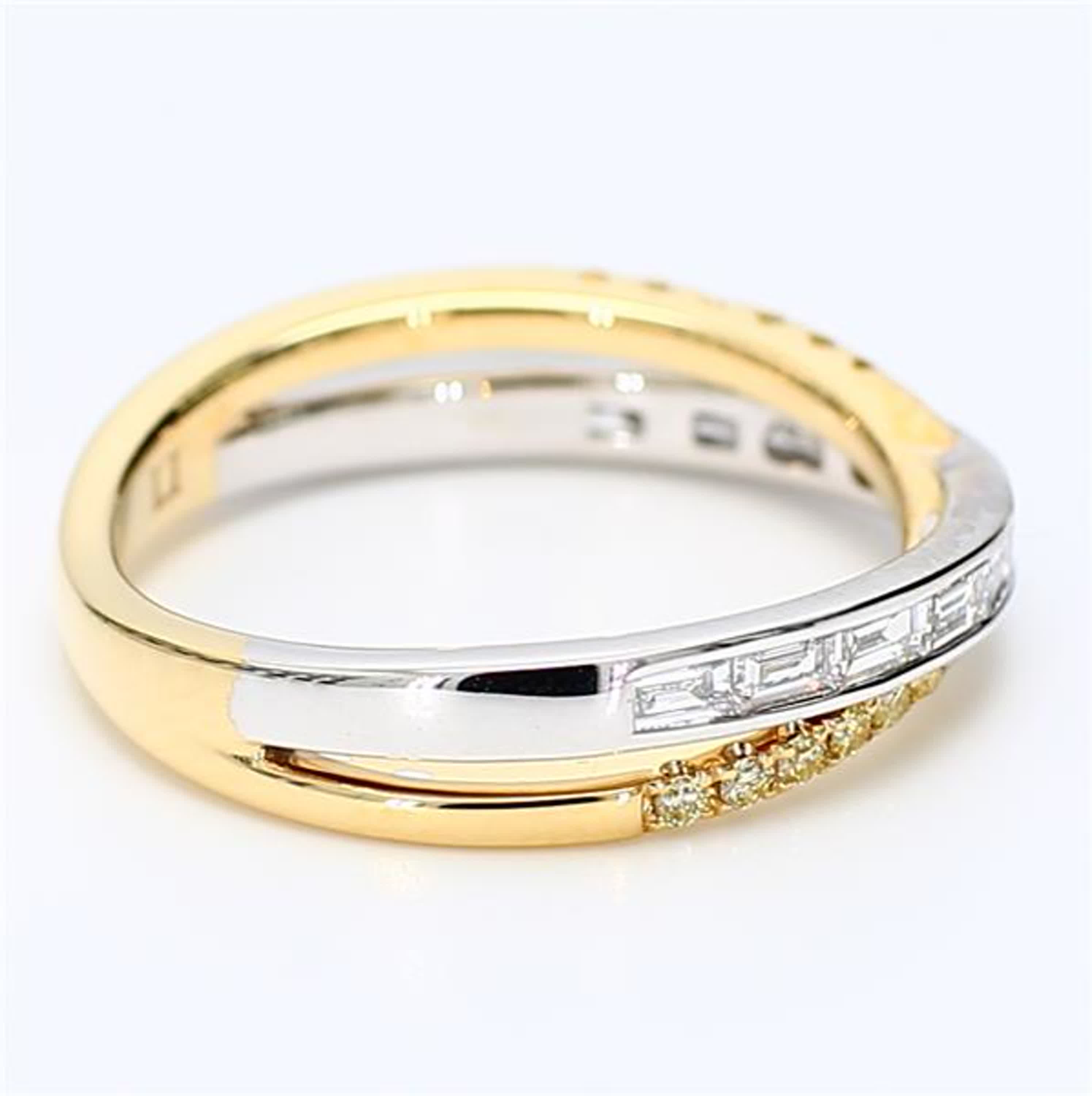 Natural White Baguette and Yellow Diamond .48 Carat TW Gold Wedding Band