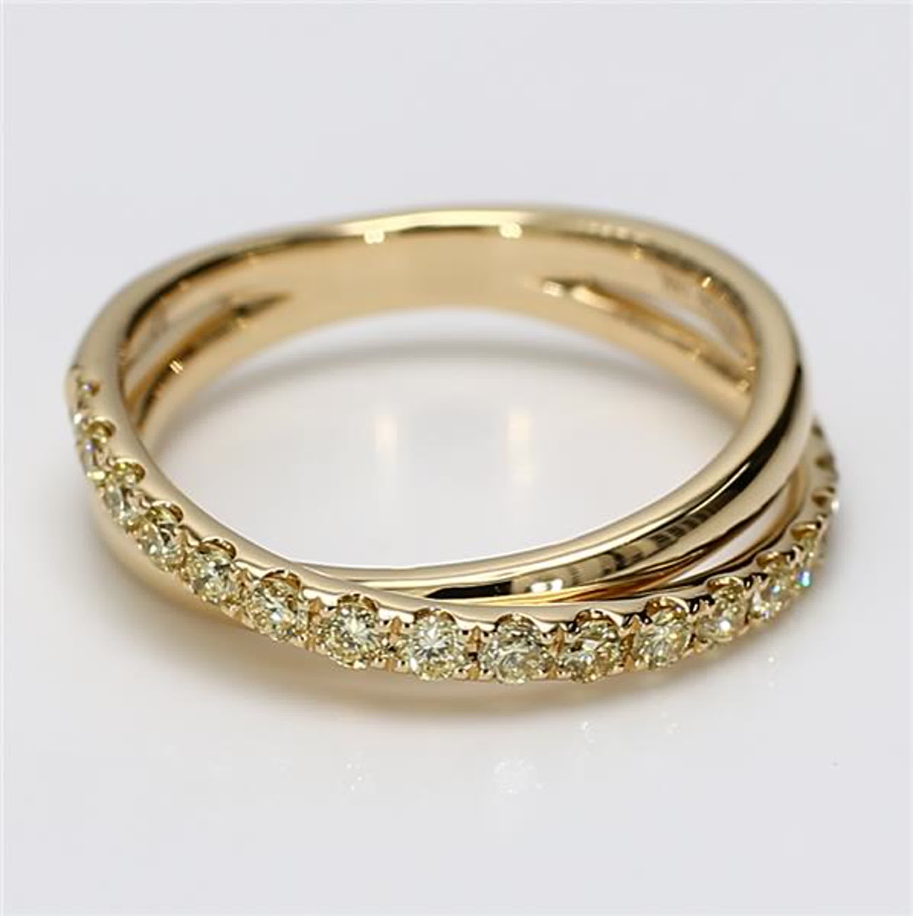 Natural Yellow Round Diamond .47 Carat TW Yellow Gold Wedding Band