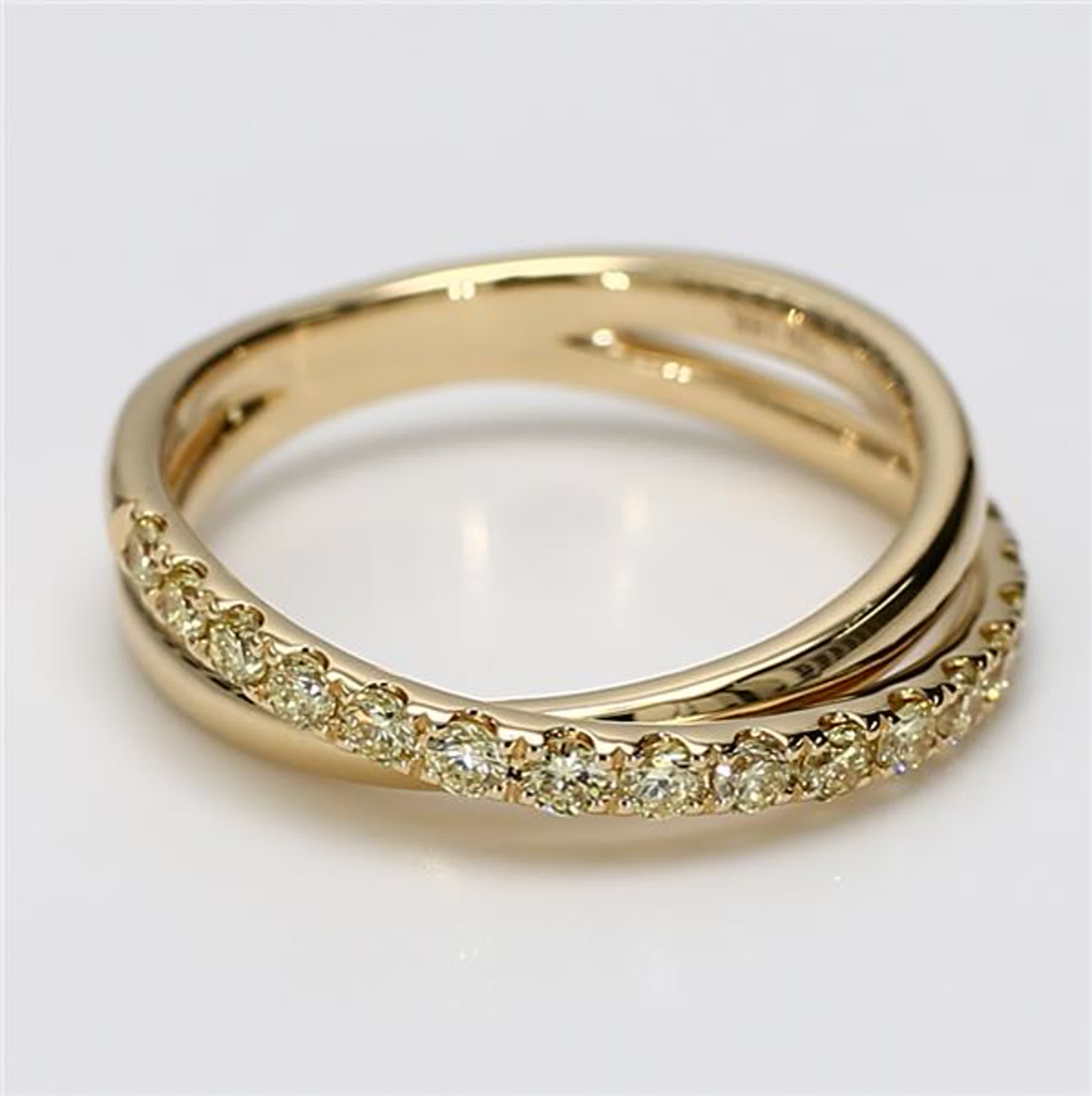 Natural Yellow Round Diamond .47 Carat TW Yellow Gold Wedding Band