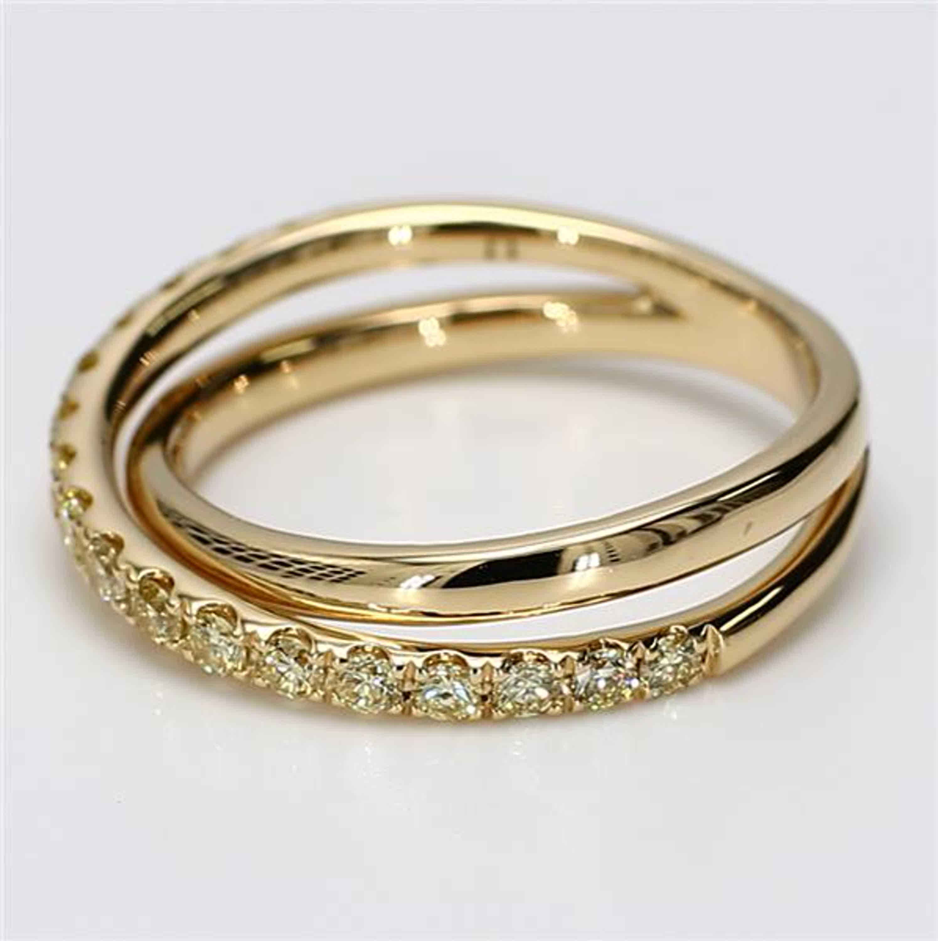Natural Yellow Round Diamond .47 Carat TW Yellow Gold Wedding Band
