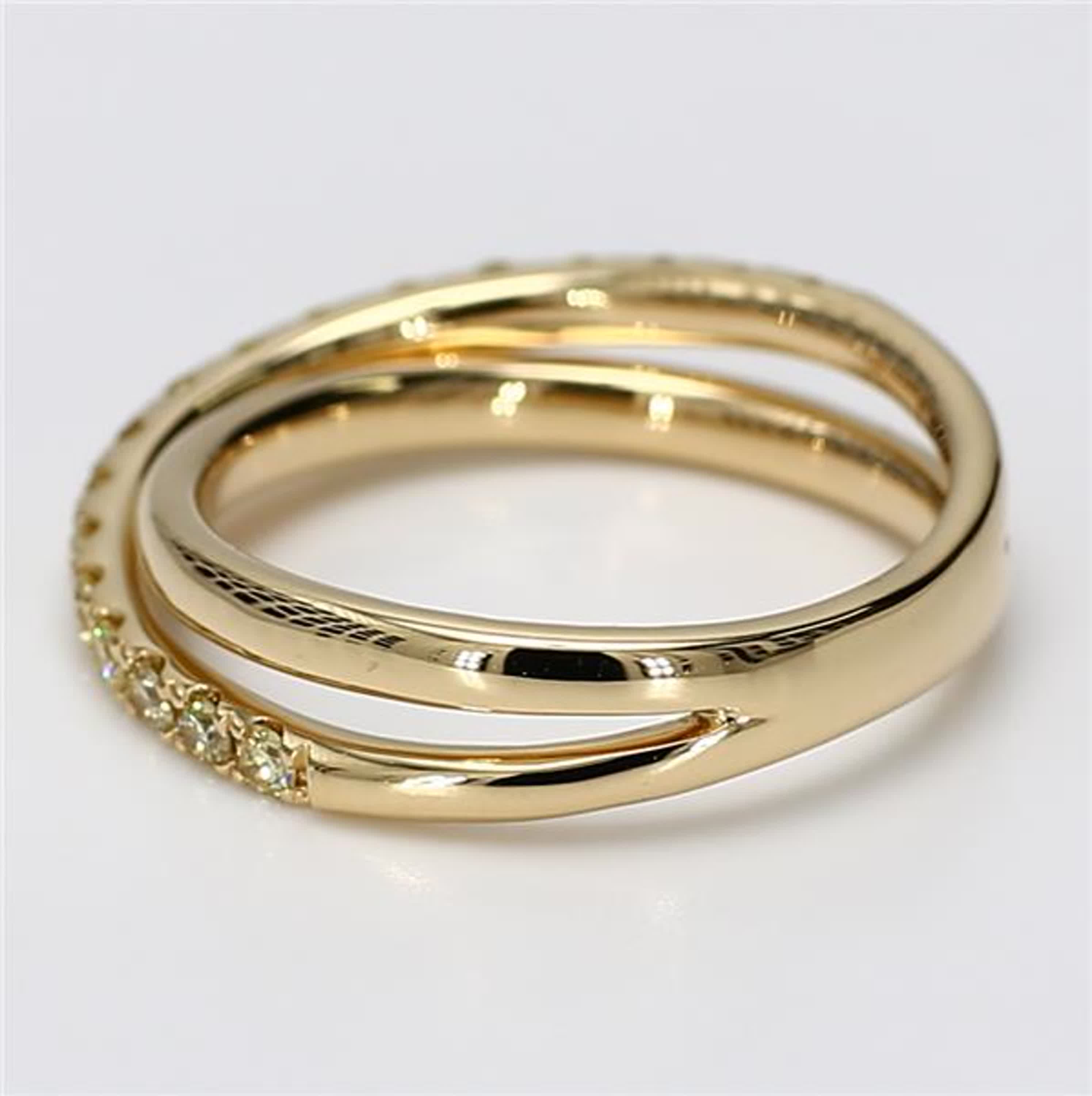 Natural Yellow Round Diamond .47 Carat TW Yellow Gold Wedding Band