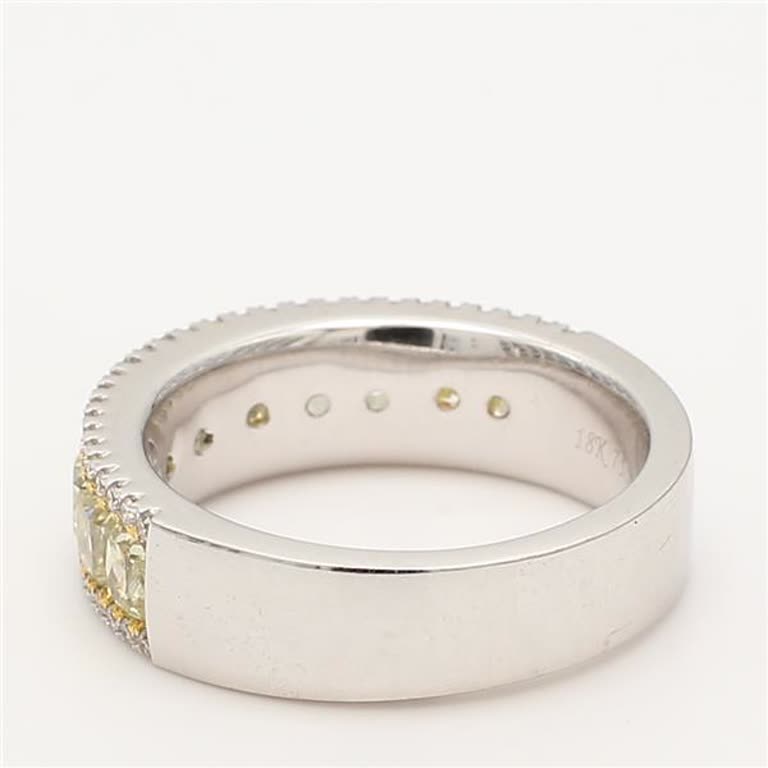 Natural Yellow Cushion and White Diamond 2.62 Carat TW Gold Wedding Band