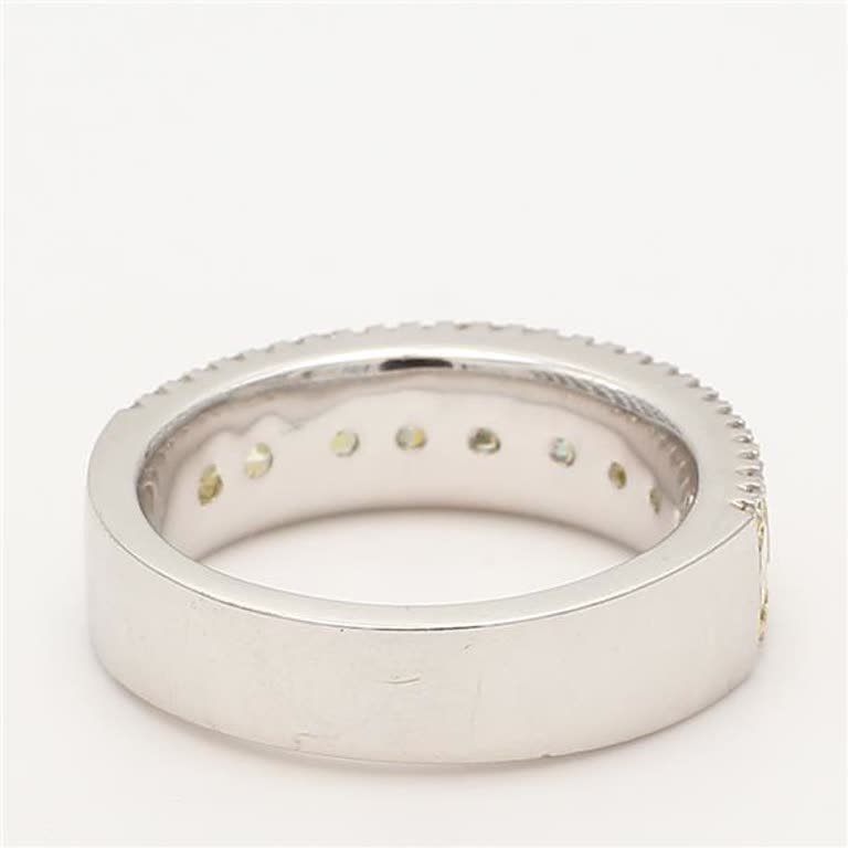Natural Yellow Cushion and White Diamond 2.62 Carat TW Gold Wedding Band