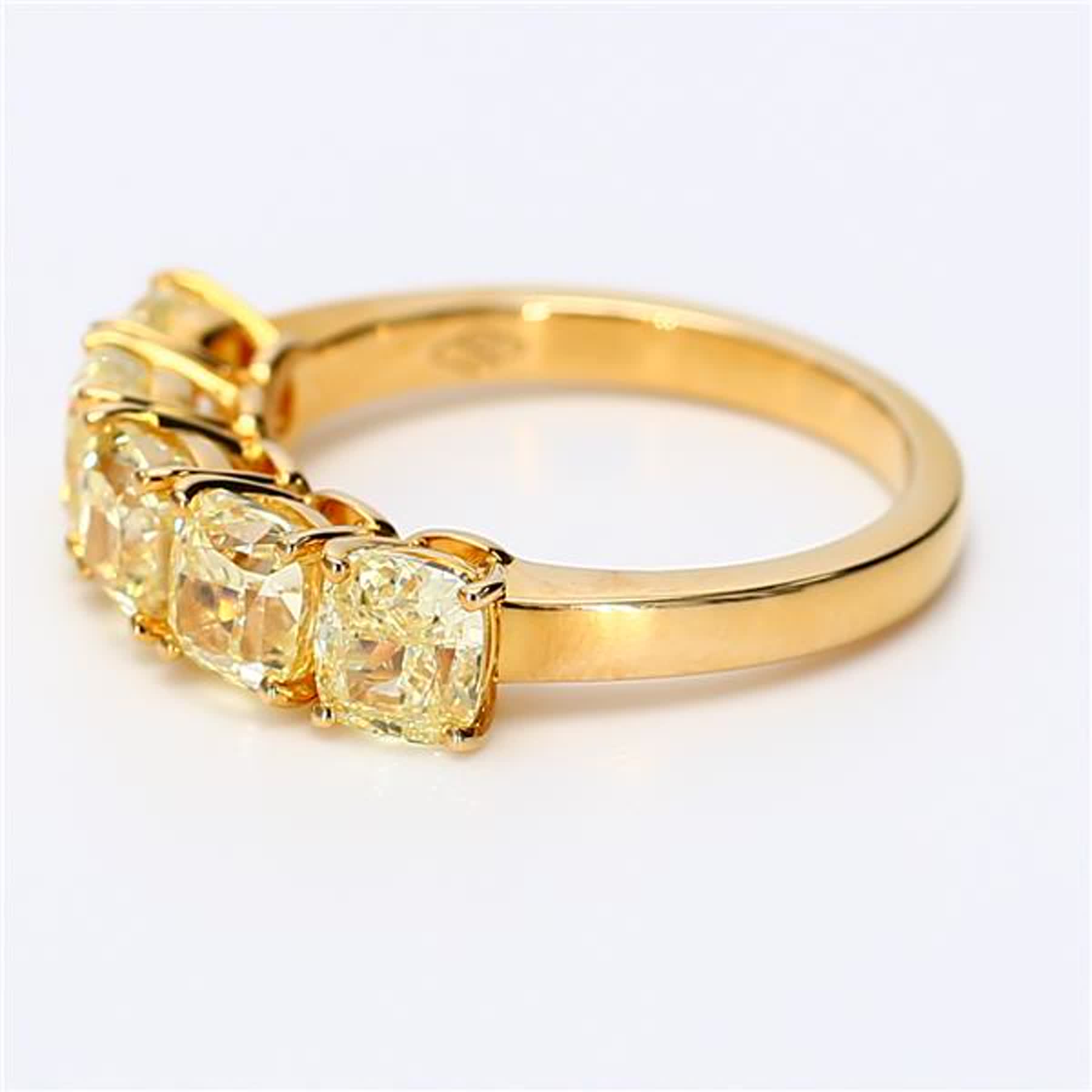 Natural Yellow Cushion Diamond 3.76 Carat TW Yellow Gold Wedding Band