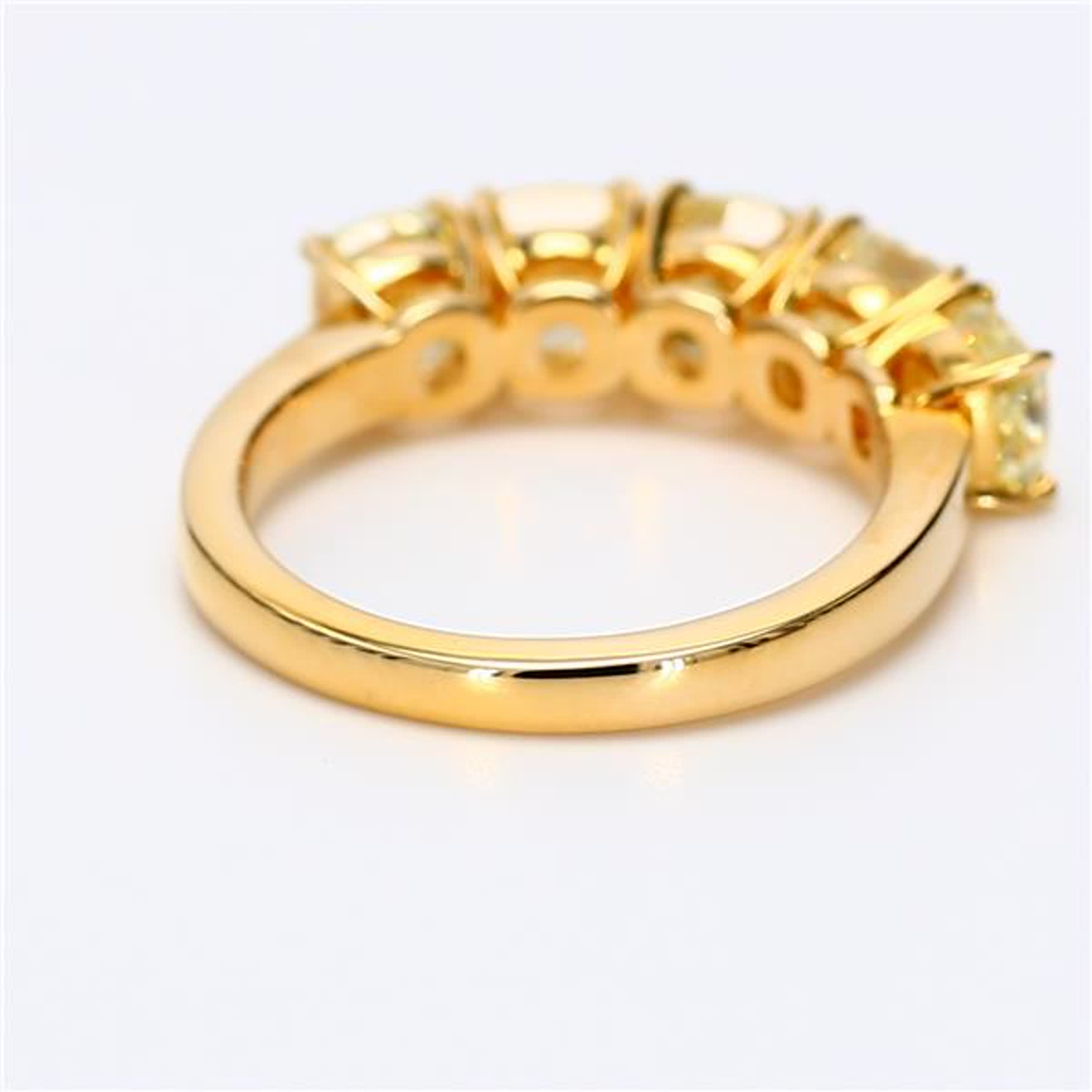 Natural Yellow Cushion Diamond 3.76 Carat TW Yellow Gold Wedding Band