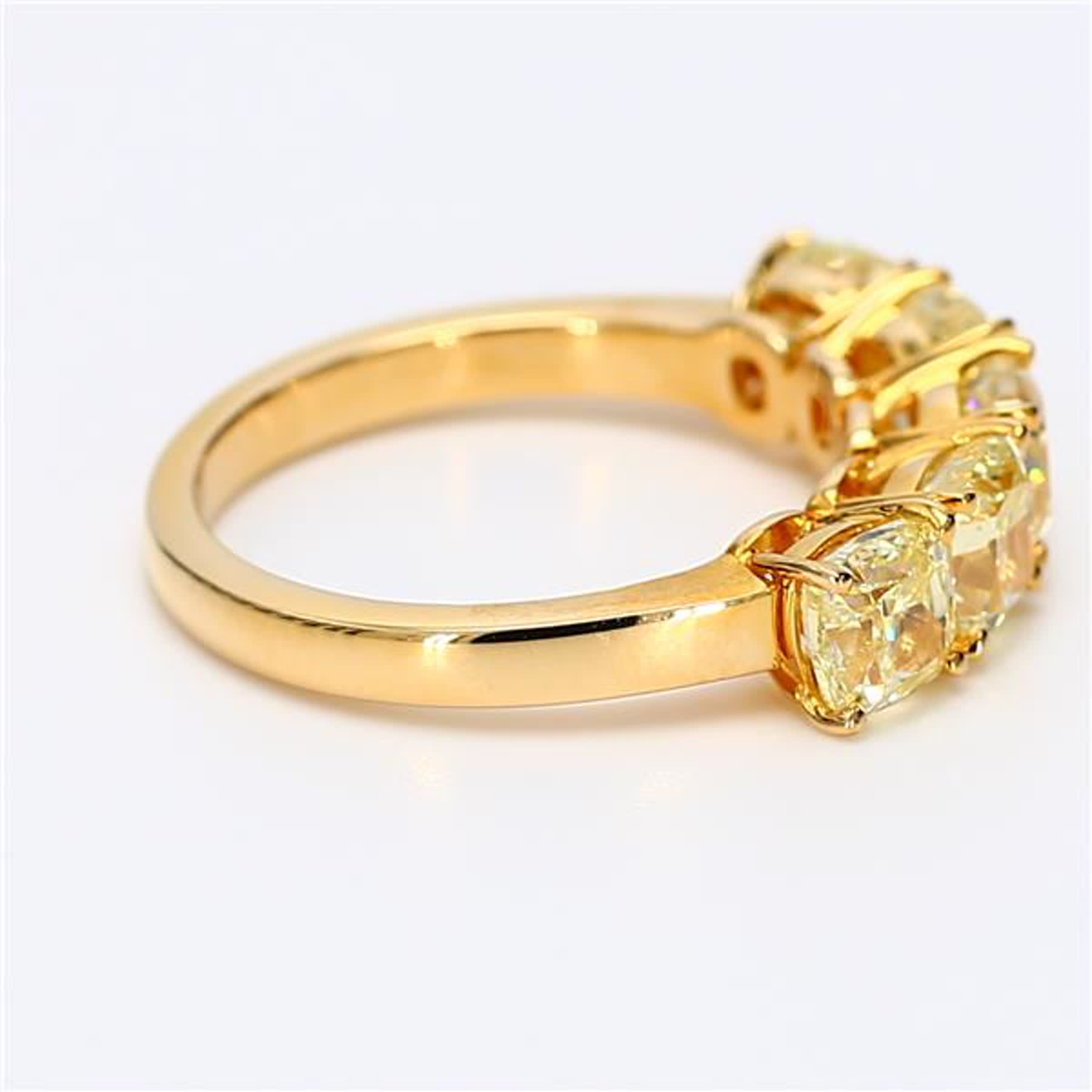 Natural Yellow Cushion Diamond 3.76 Carat TW Yellow Gold Wedding Band
