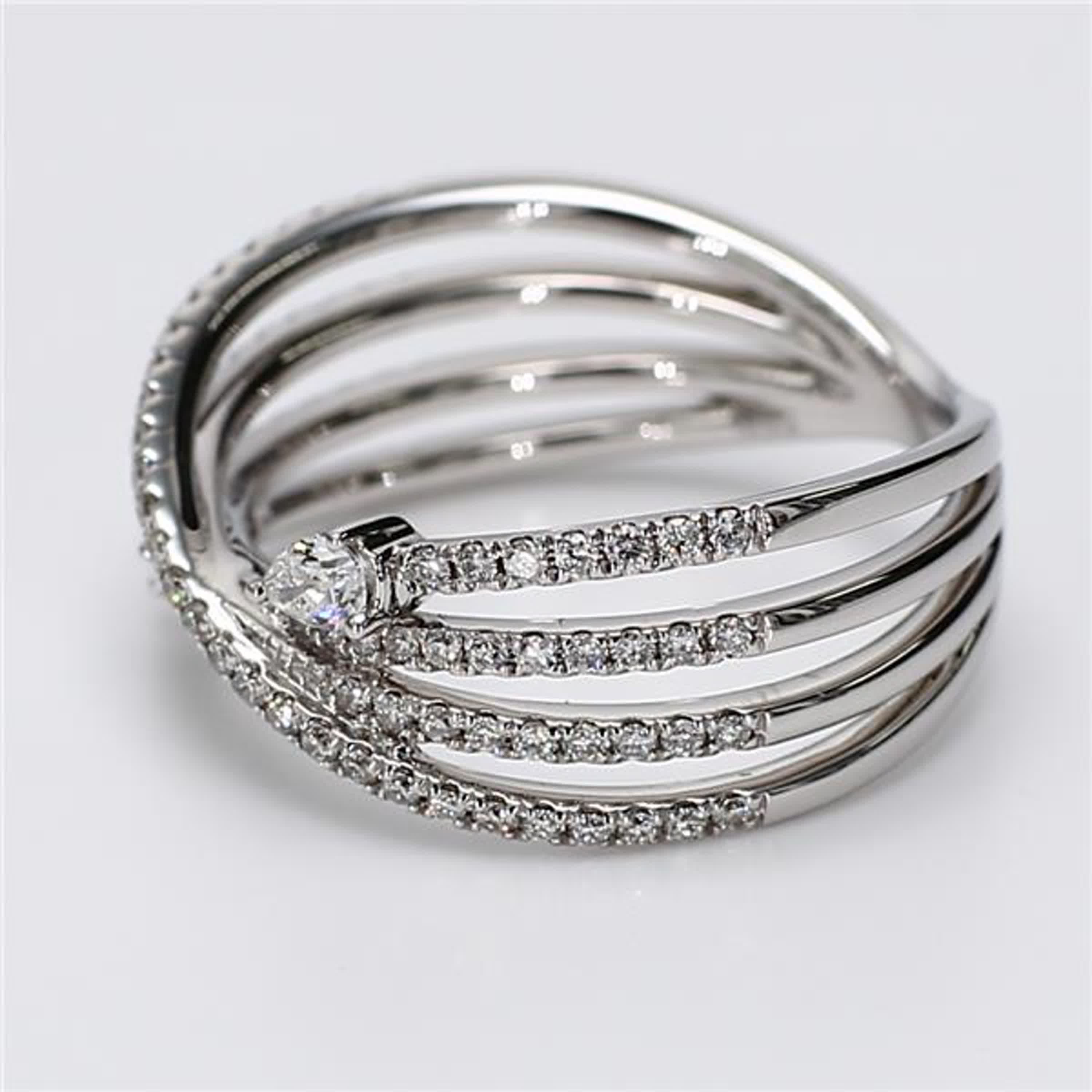 Natural White Pear and Round Diamond .55 Carat TW White Gold Cocktail Ring
