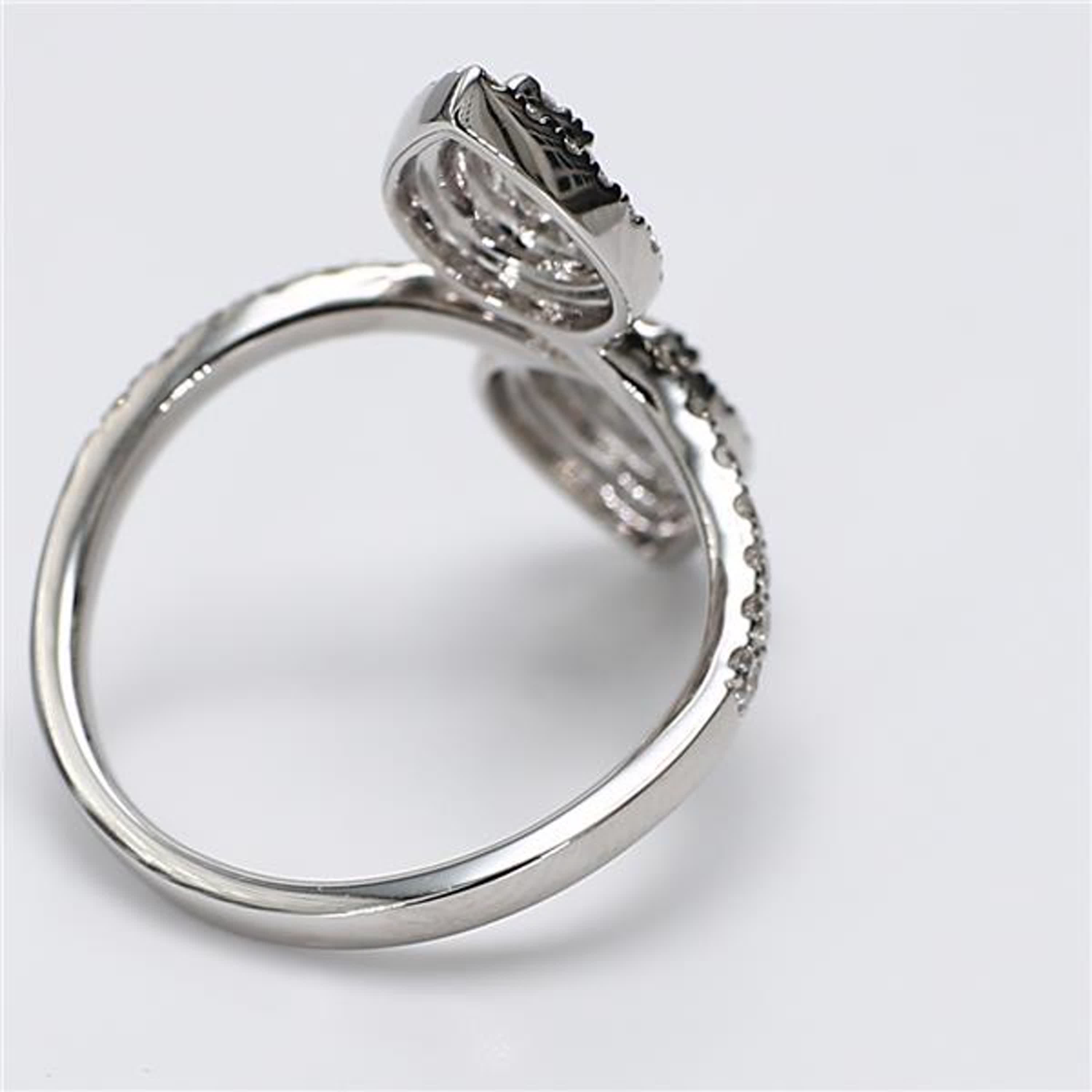 Natural White Baguette and Round Diamond .81 Carat TW White Gold Cocktail Ring