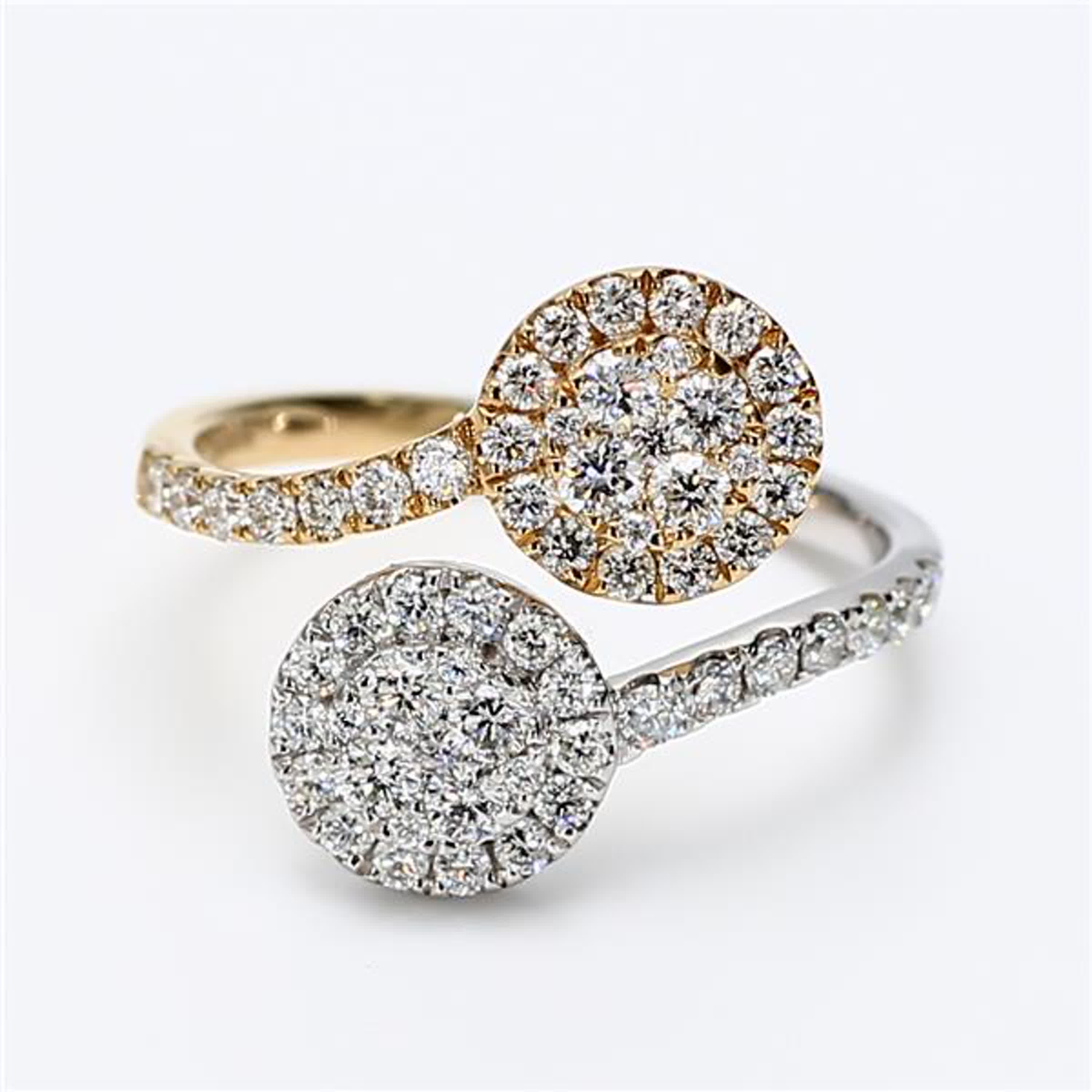 Natural White Round Diamond .86 Carat TW Gold Cocktail Ring