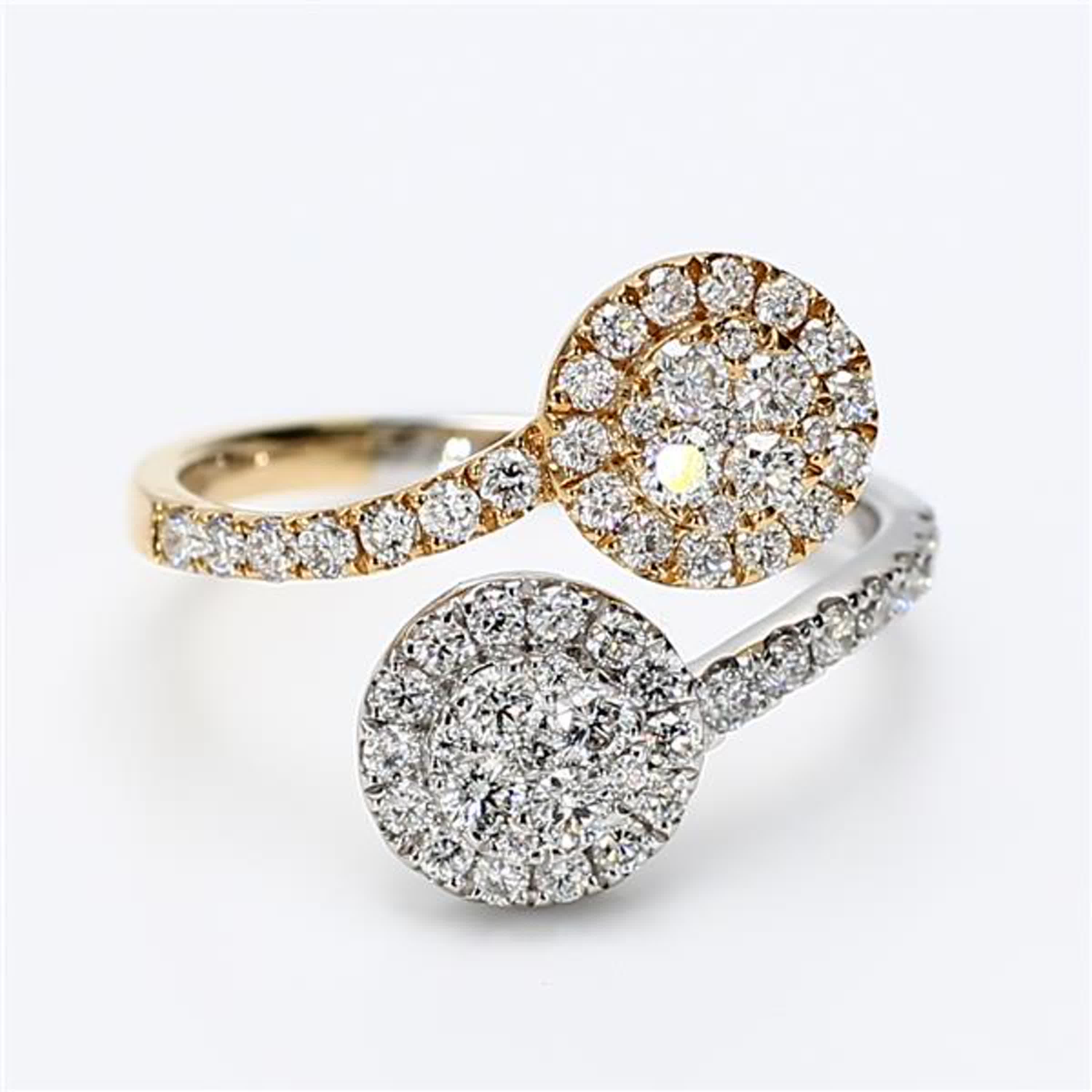 Natural White Round Diamond .86 Carat TW Gold Cocktail Ring
