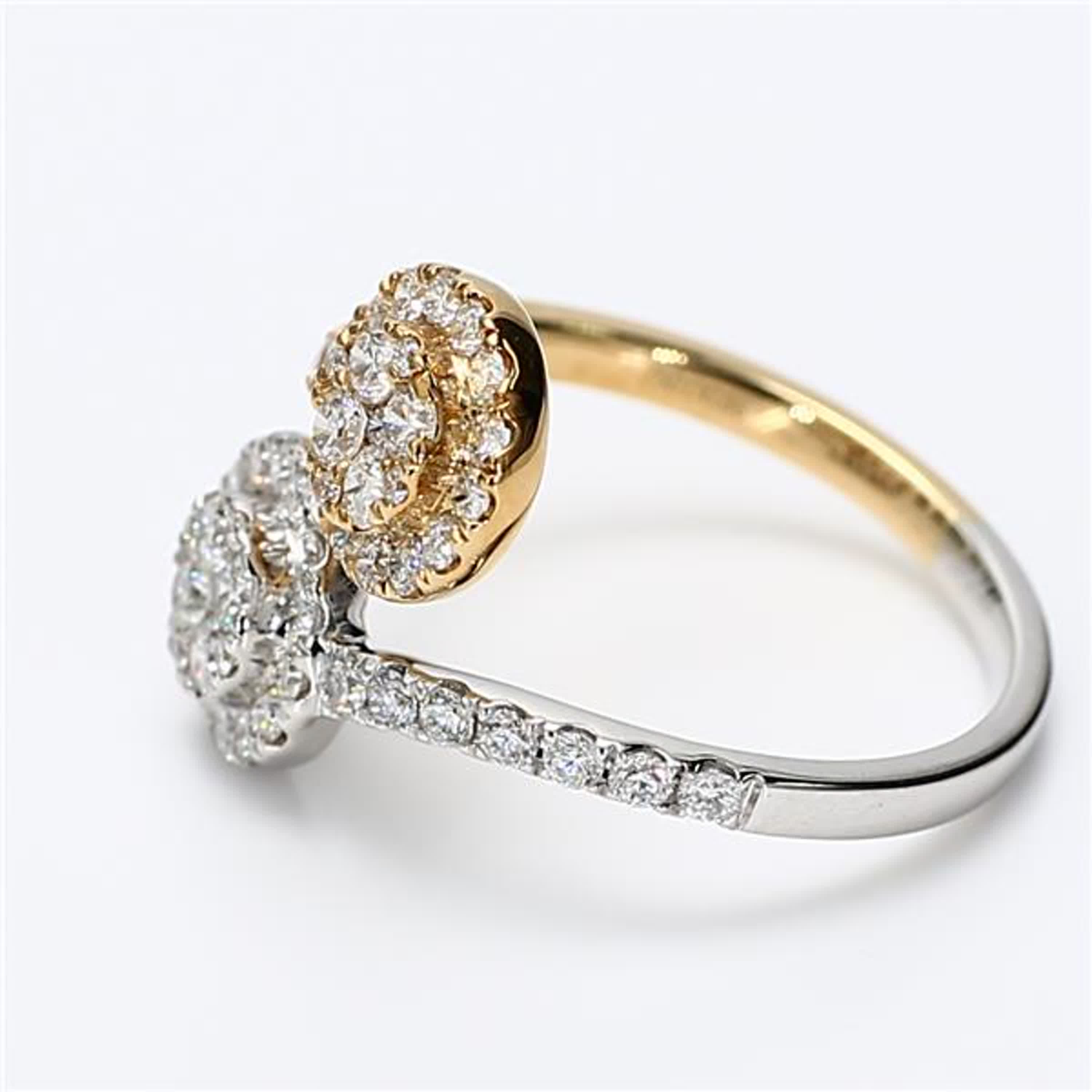 Natural White Round Diamond .86 Carat TW Gold Cocktail Ring