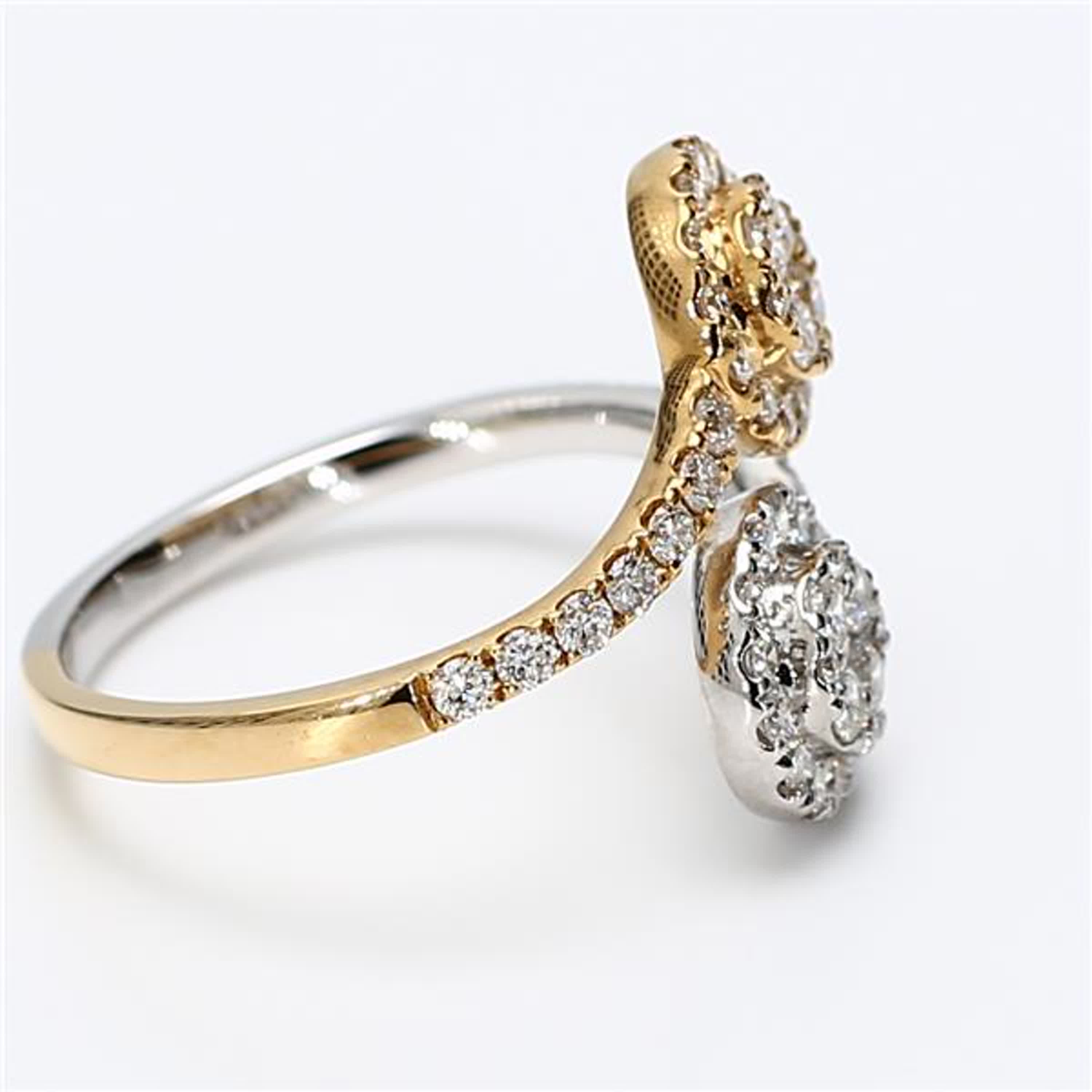 Natural White Round Diamond .86 Carat TW Gold Cocktail Ring