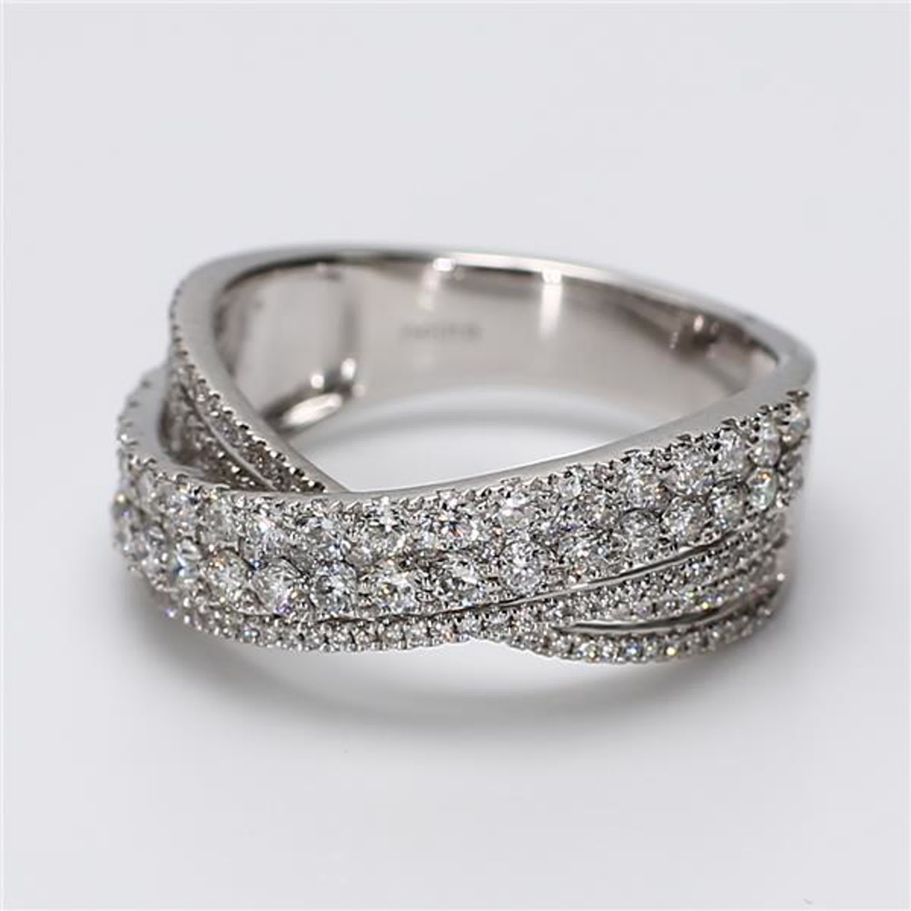 Natural White Round Diamond 1.13 Carat TW White Gold Wedding Band