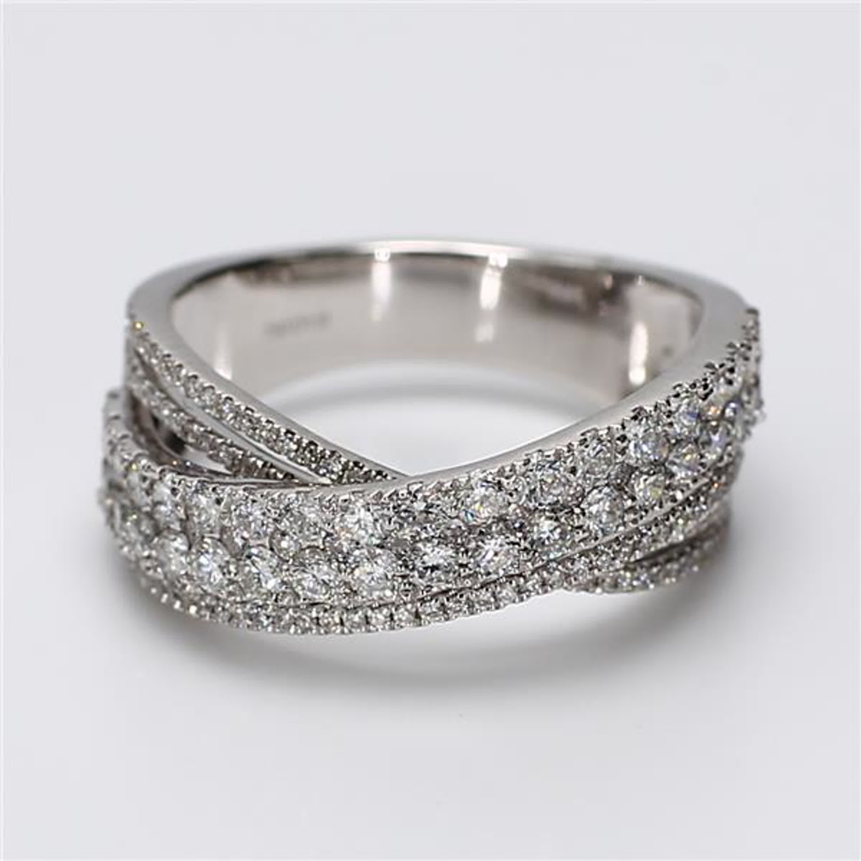 Natural White Round Diamond 1.13 Carat TW White Gold Wedding Band
