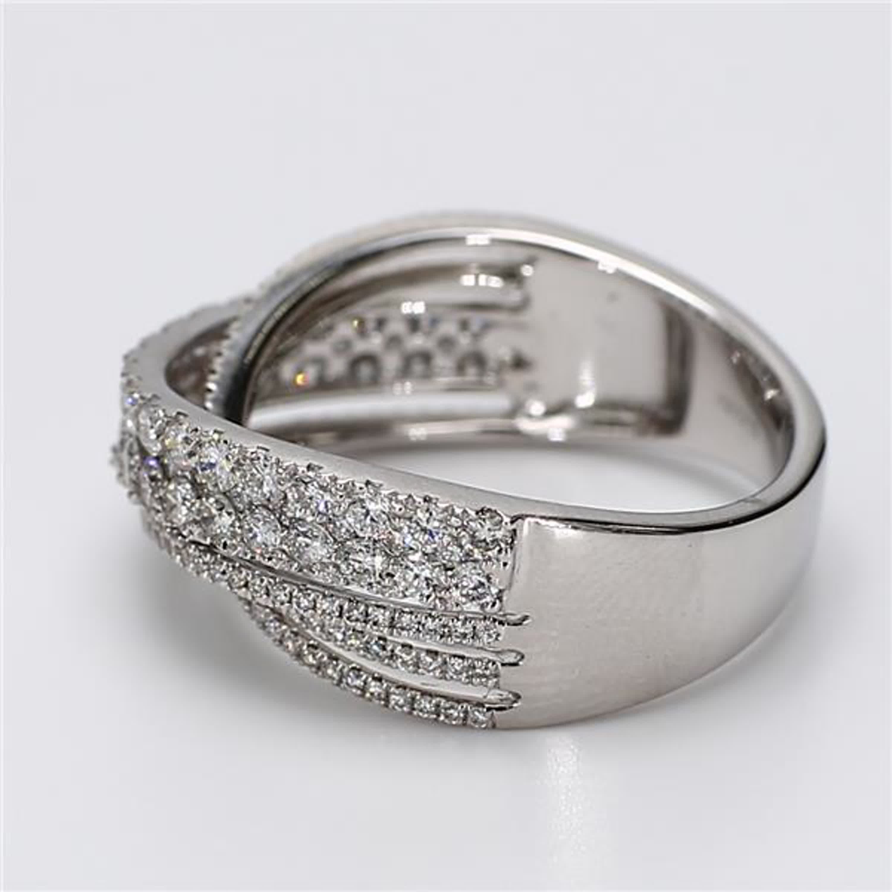 Natural White Round Diamond 1.13 Carat TW White Gold Wedding Band