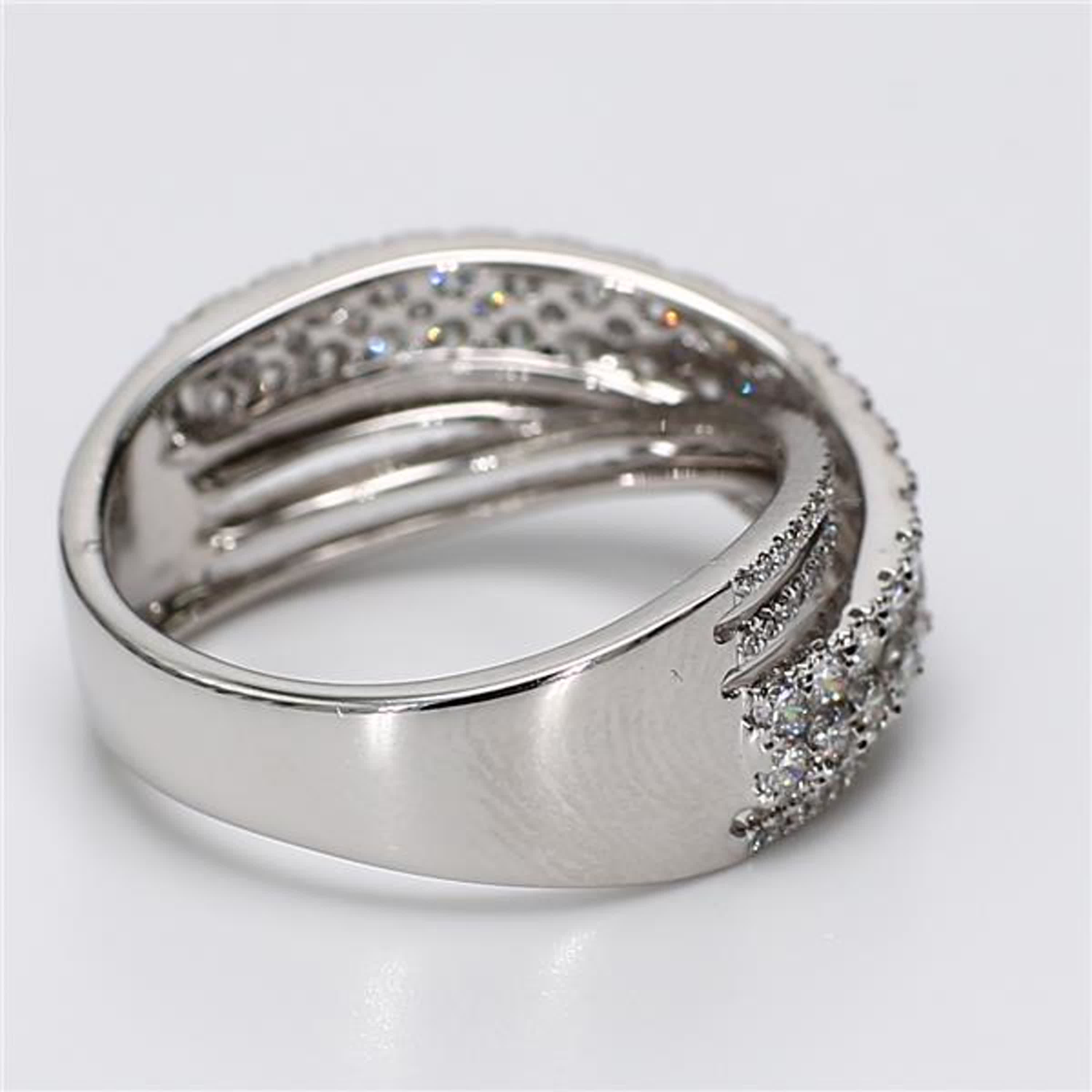 Natural White Round Diamond 1.13 Carat TW White Gold Wedding Band
