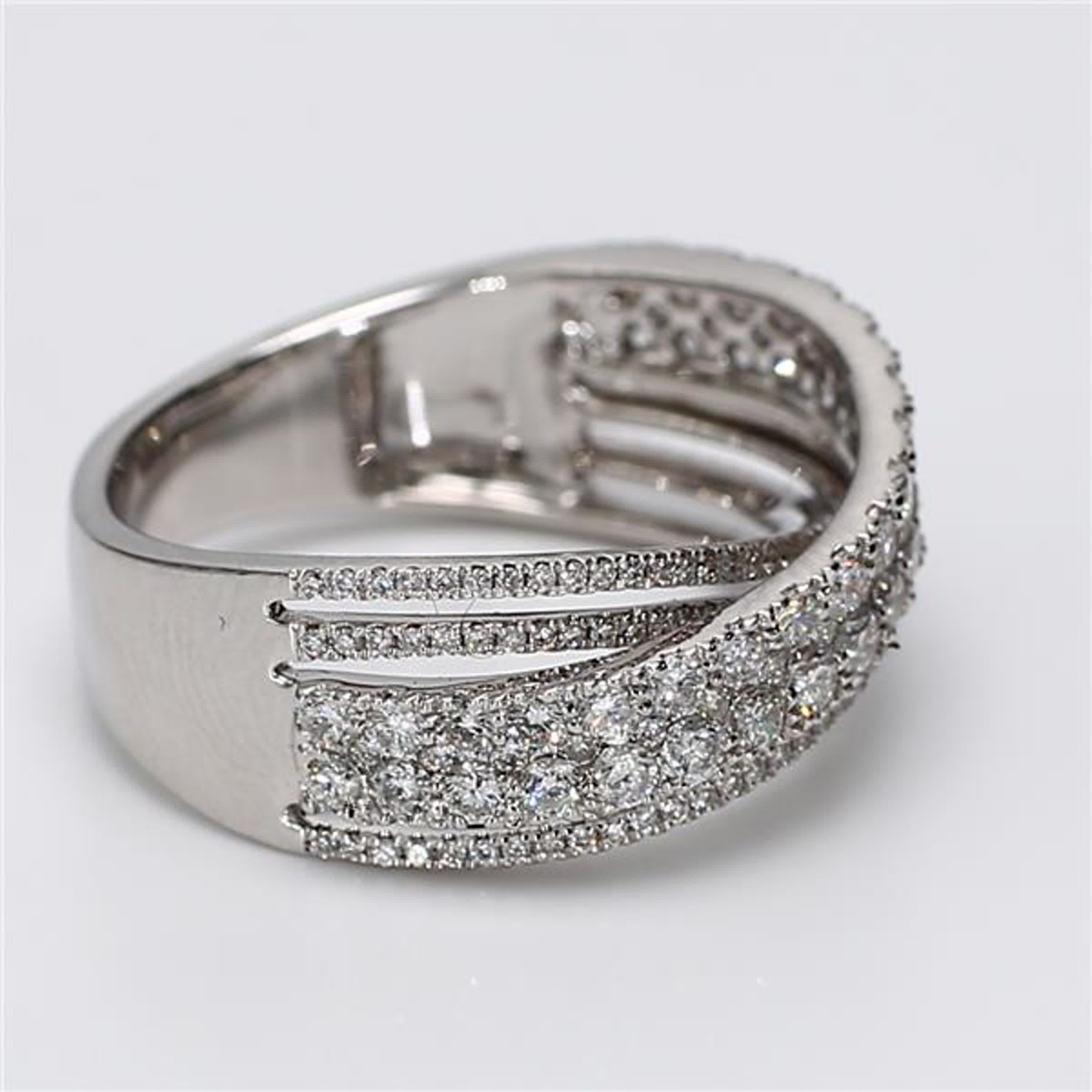 Natural White Round Diamond 1.13 Carat TW White Gold Wedding Band