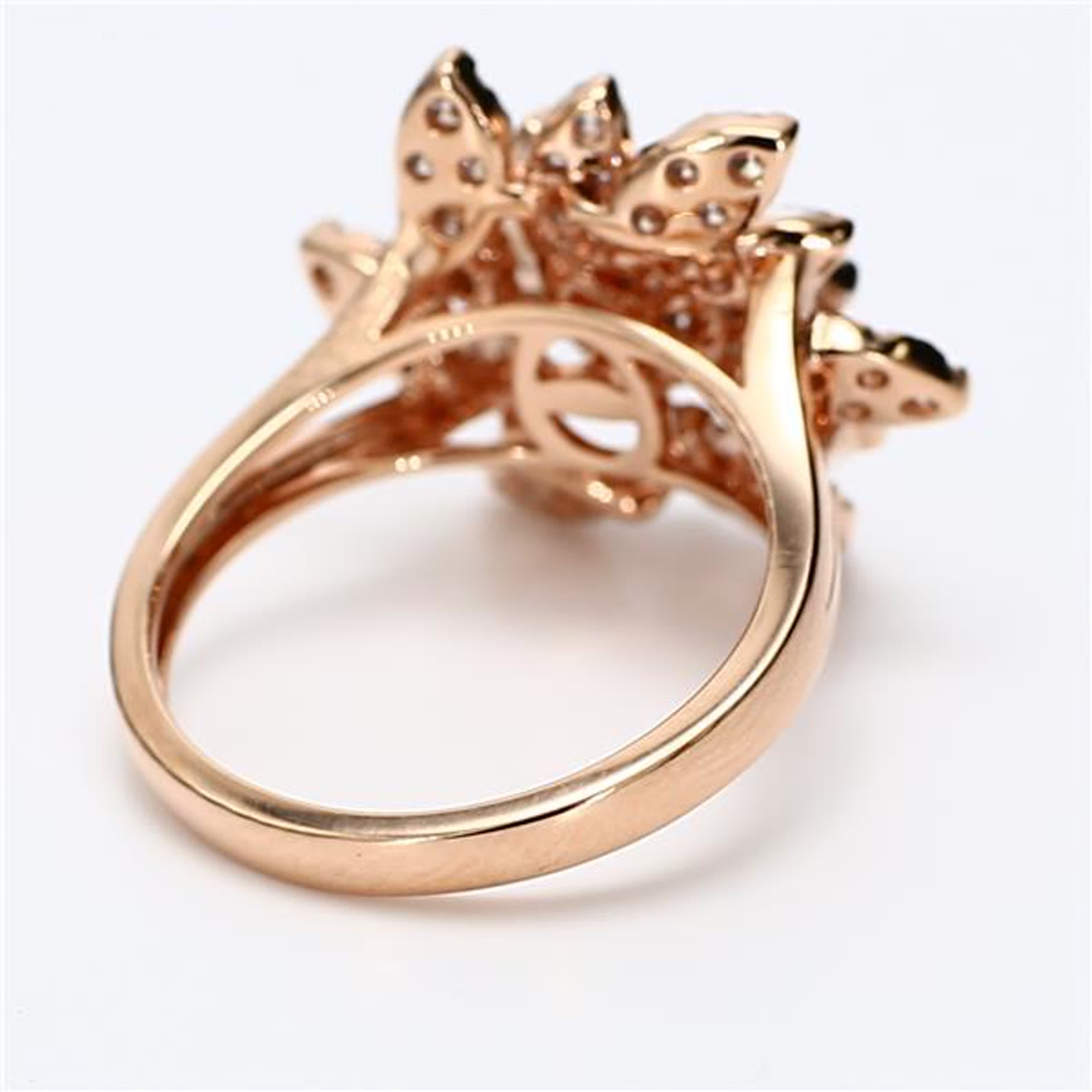 Natural White Round Diamond 1.36 Carat TW Rose Gold Cocktail Ring