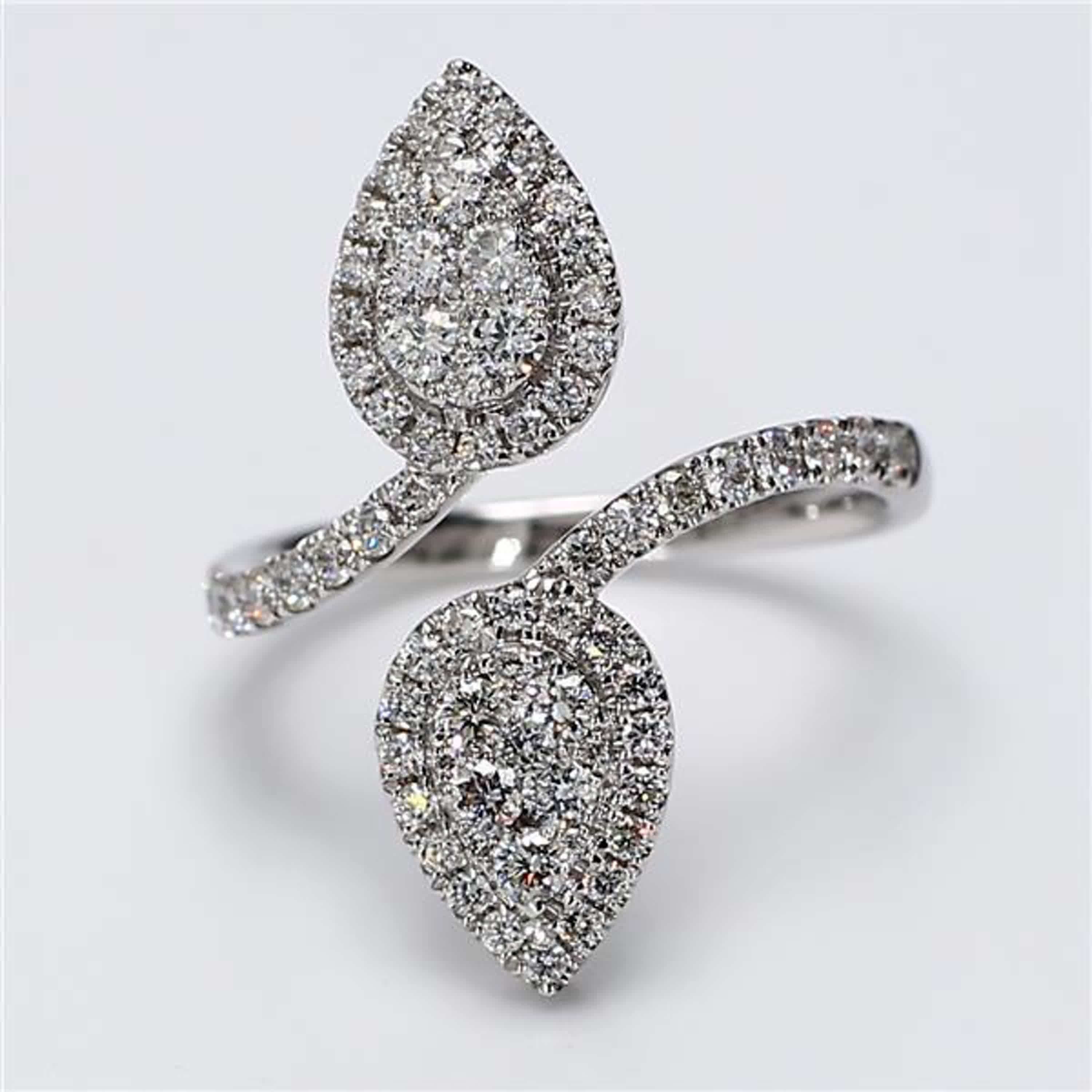 Natural White Round Diamond .88 Carat TW White Gold Cocktail Ring