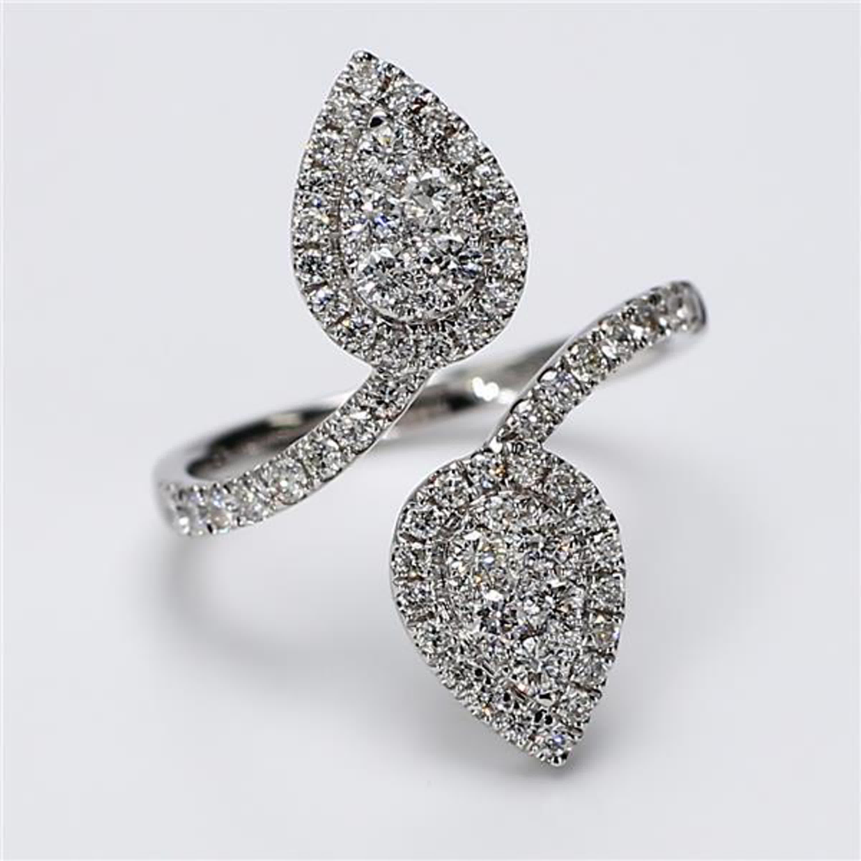 Natural White Round Diamond .88 Carat TW White Gold Cocktail Ring