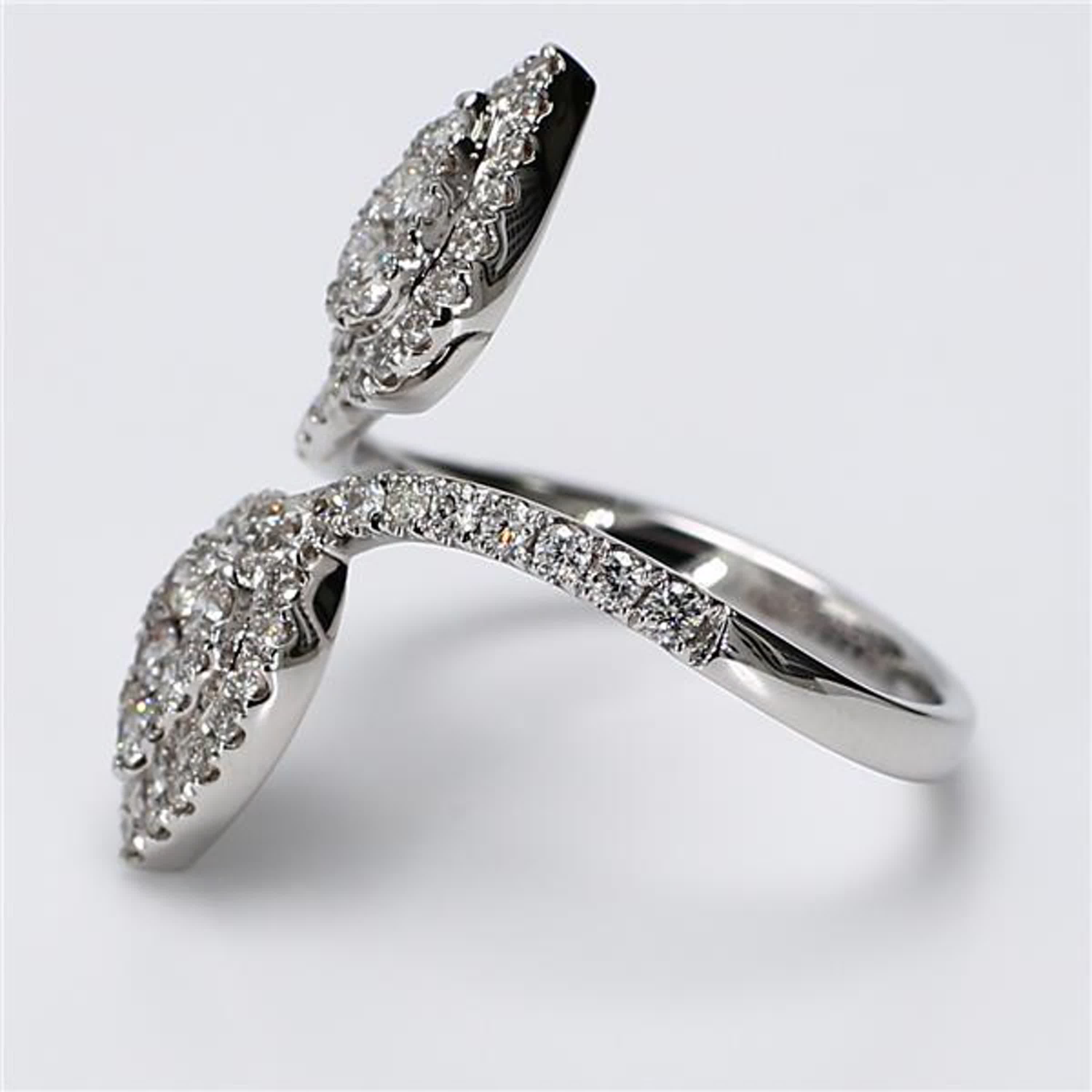Natural White Round Diamond .88 Carat TW White Gold Cocktail Ring