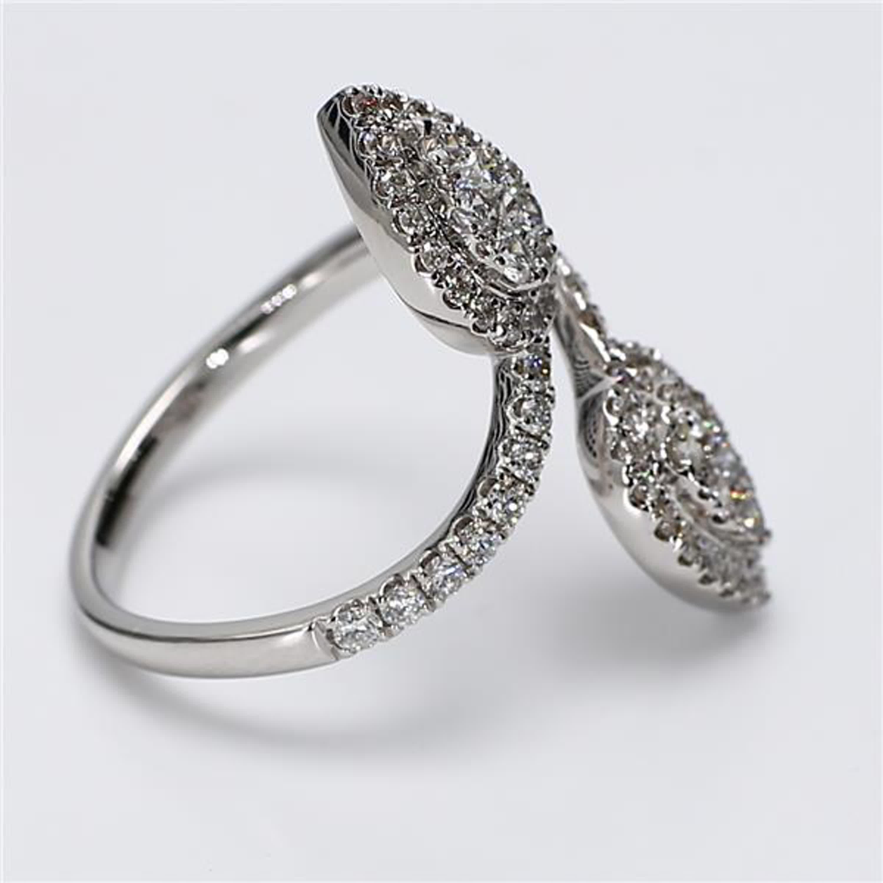 Natural White Round Diamond .88 Carat TW White Gold Cocktail Ring