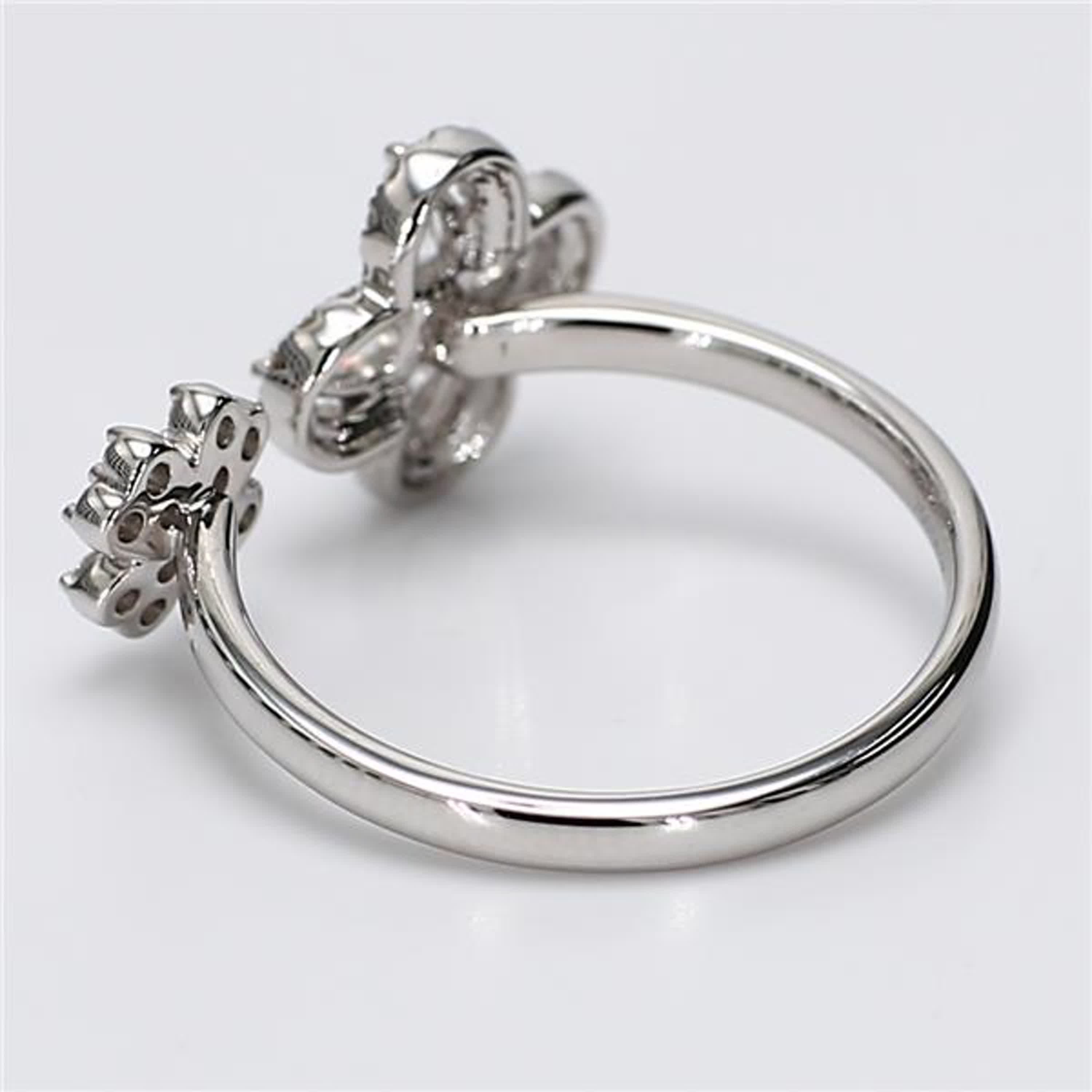 Natural White Pear and Round Diamond .60 Carat TW White Gold Fashion Ring