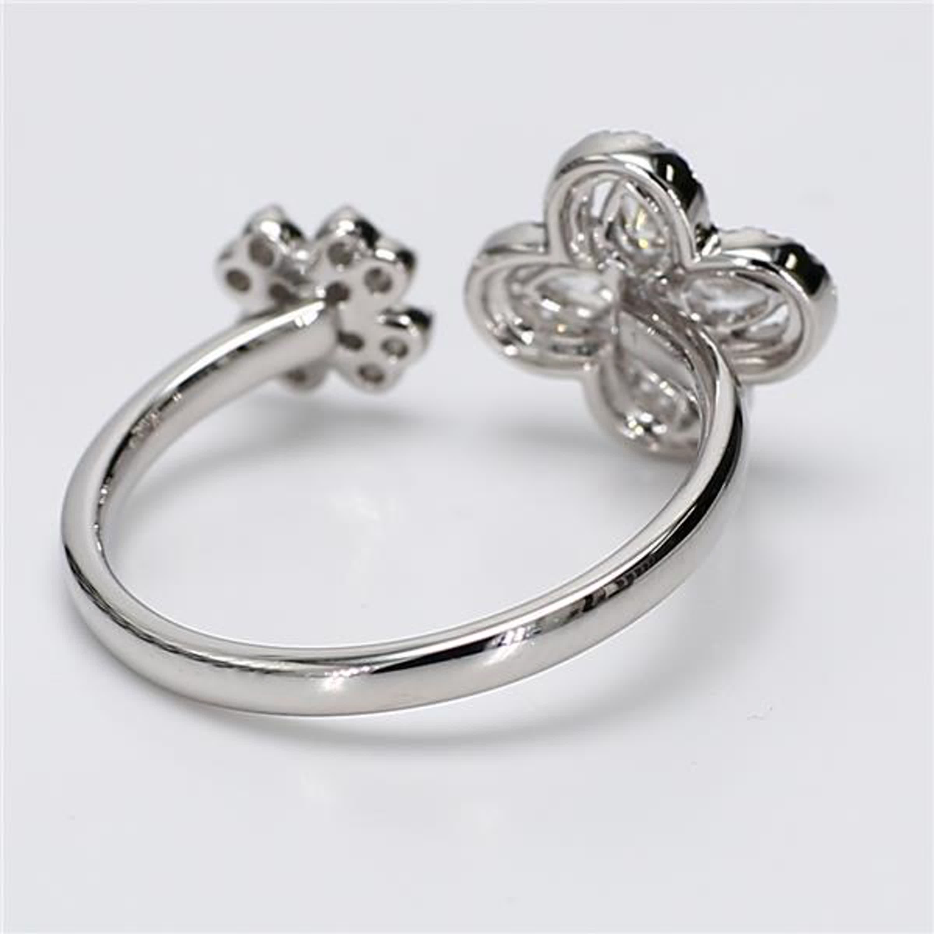 Natural White Pear and Round Diamond .60 Carat TW White Gold Fashion Ring