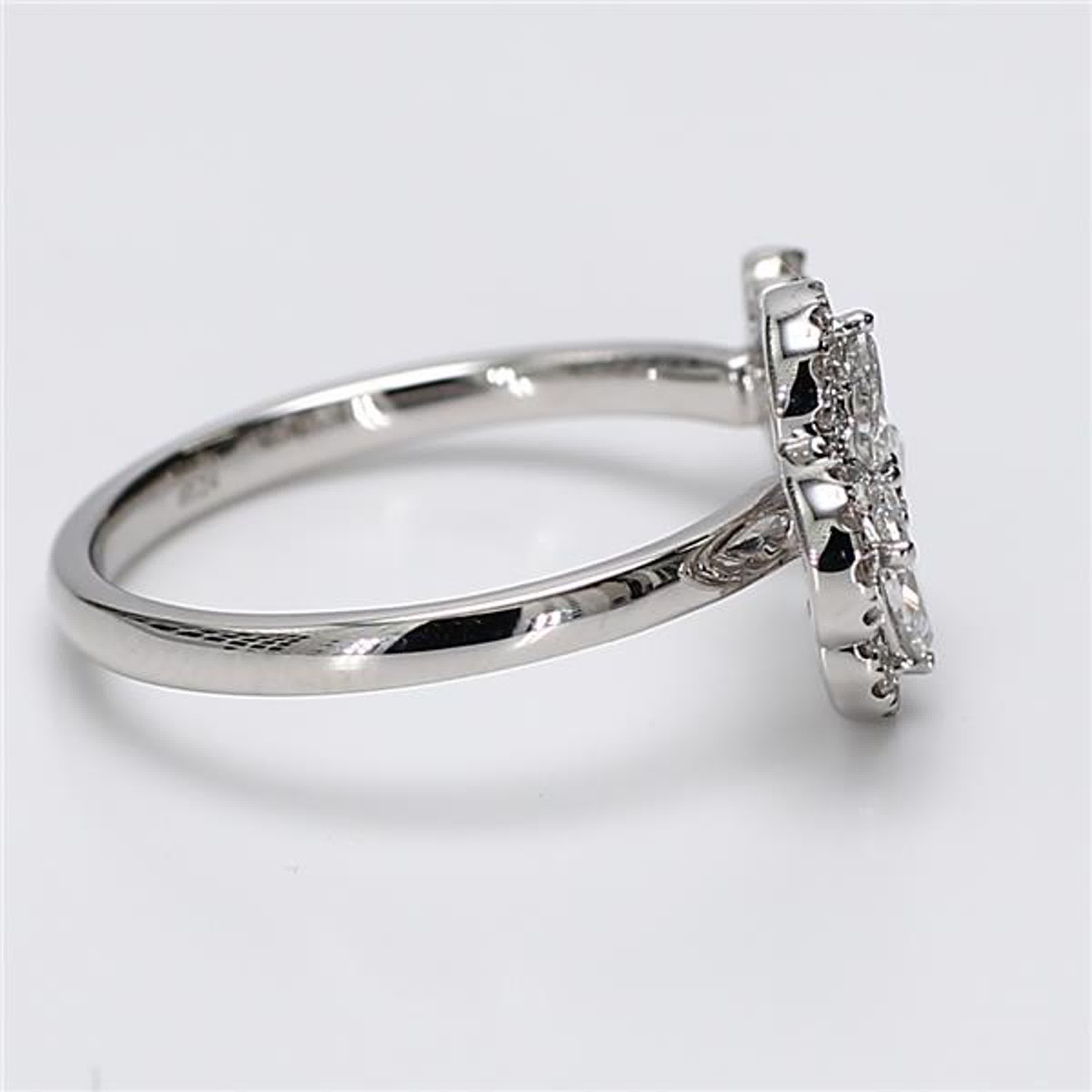 Natural White Pear and Round Diamond .60 Carat TW White Gold Fashion Ring