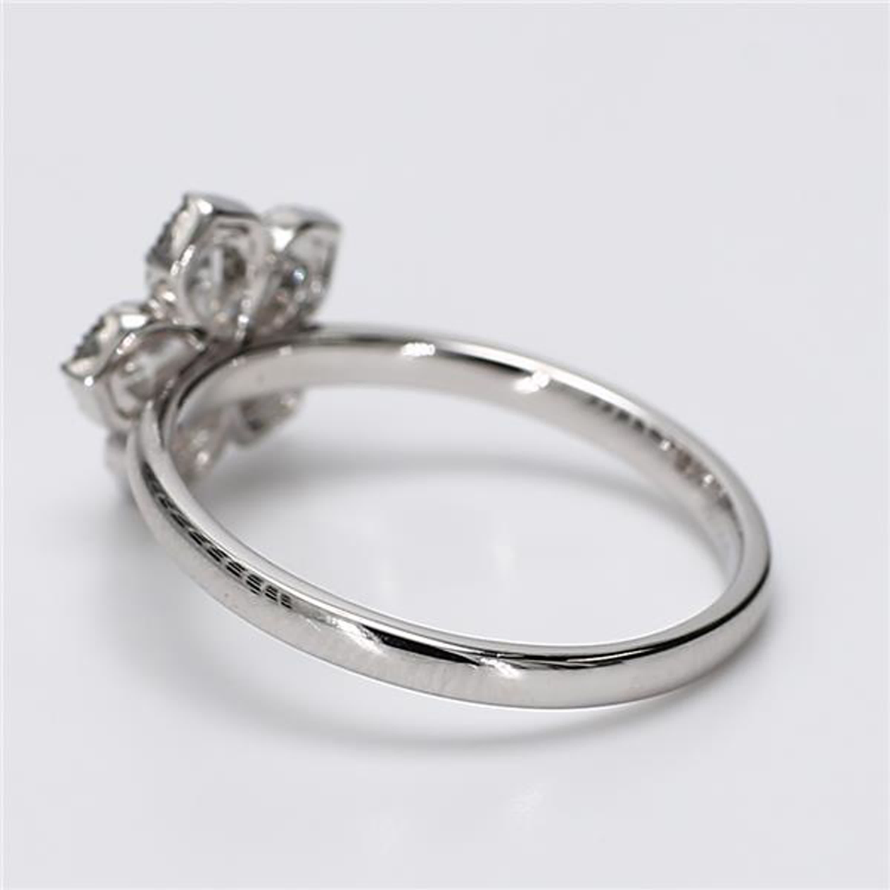 Natural White Pear and Round Diamond .52 Carat TW White Gold Fashion Ring