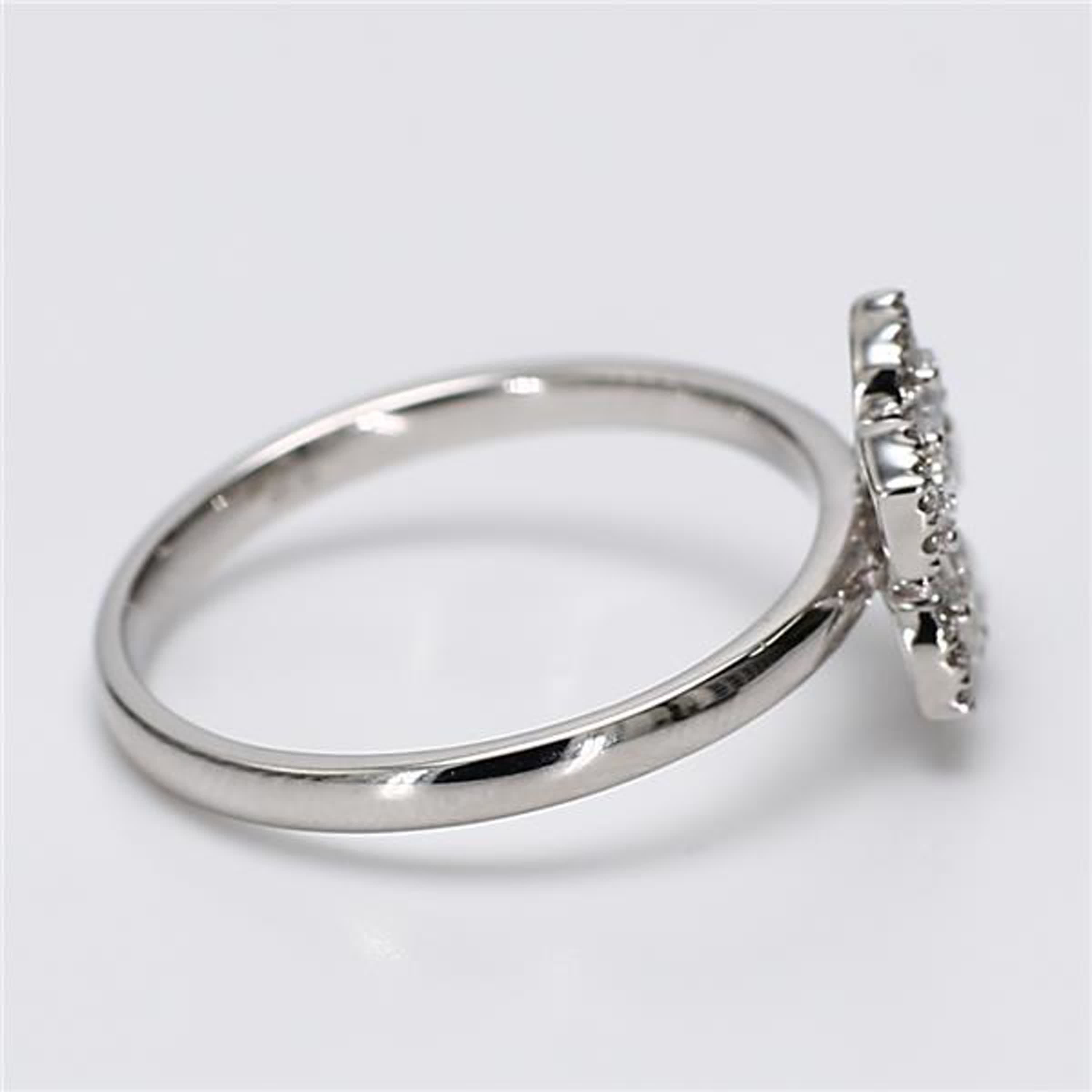 Natural White Pear and Round Diamond .52 Carat TW White Gold Fashion Ring