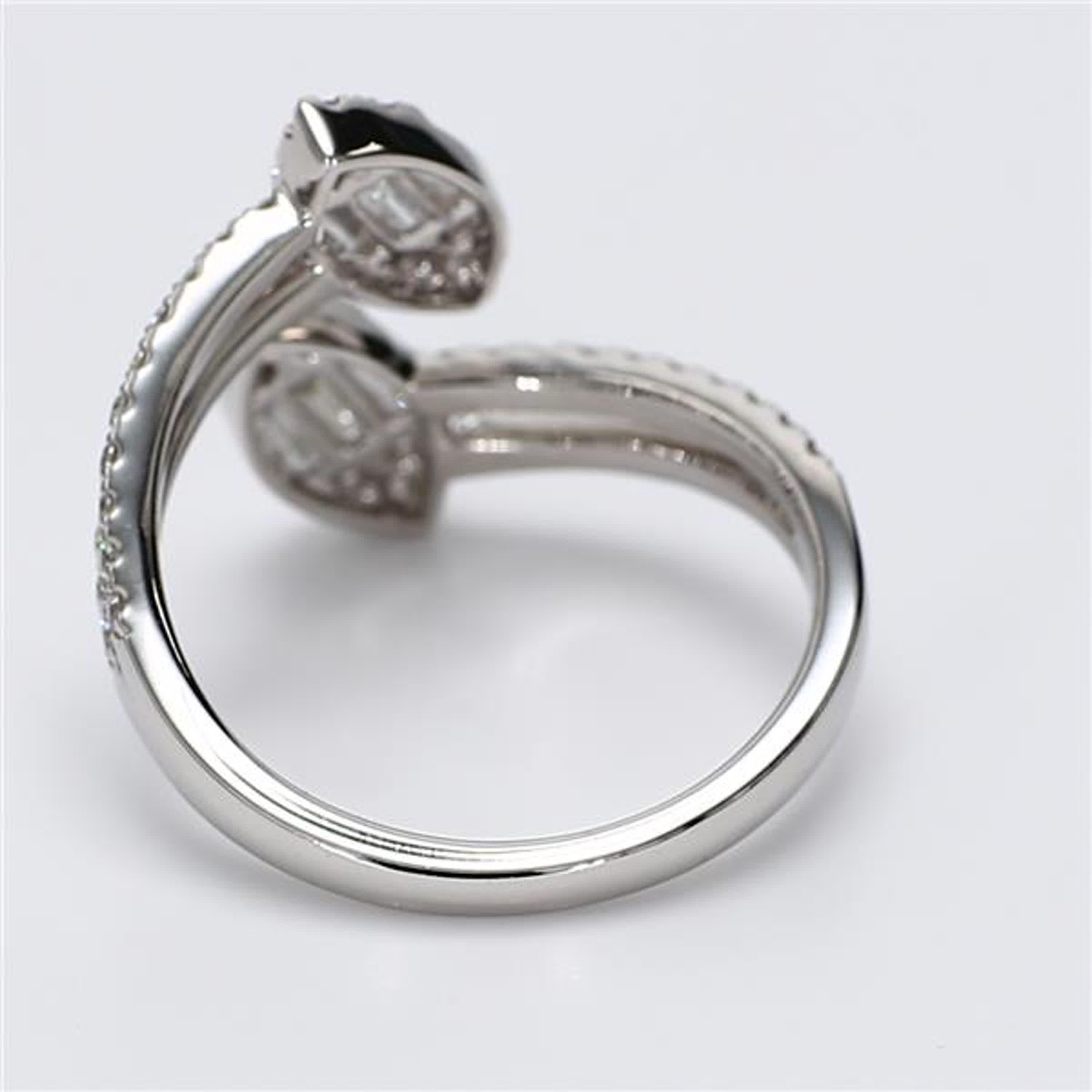 Natural White Baguette and Round Diamond .88 Carat TW White Gold Fashion Ring