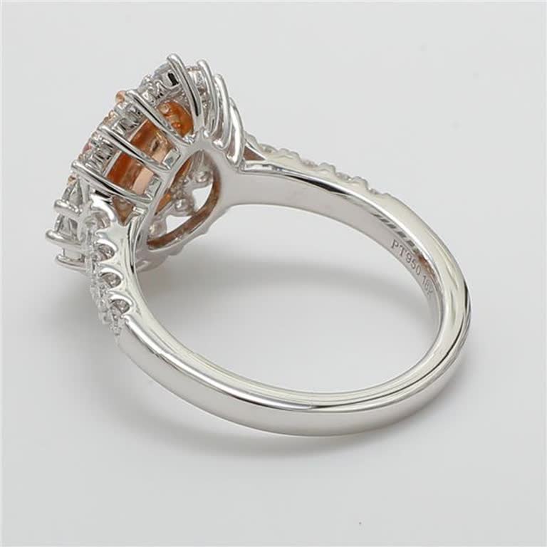 GIA Certified Natural Pink Pear and White Diamond 1.19 Carat TW Platinum Ring